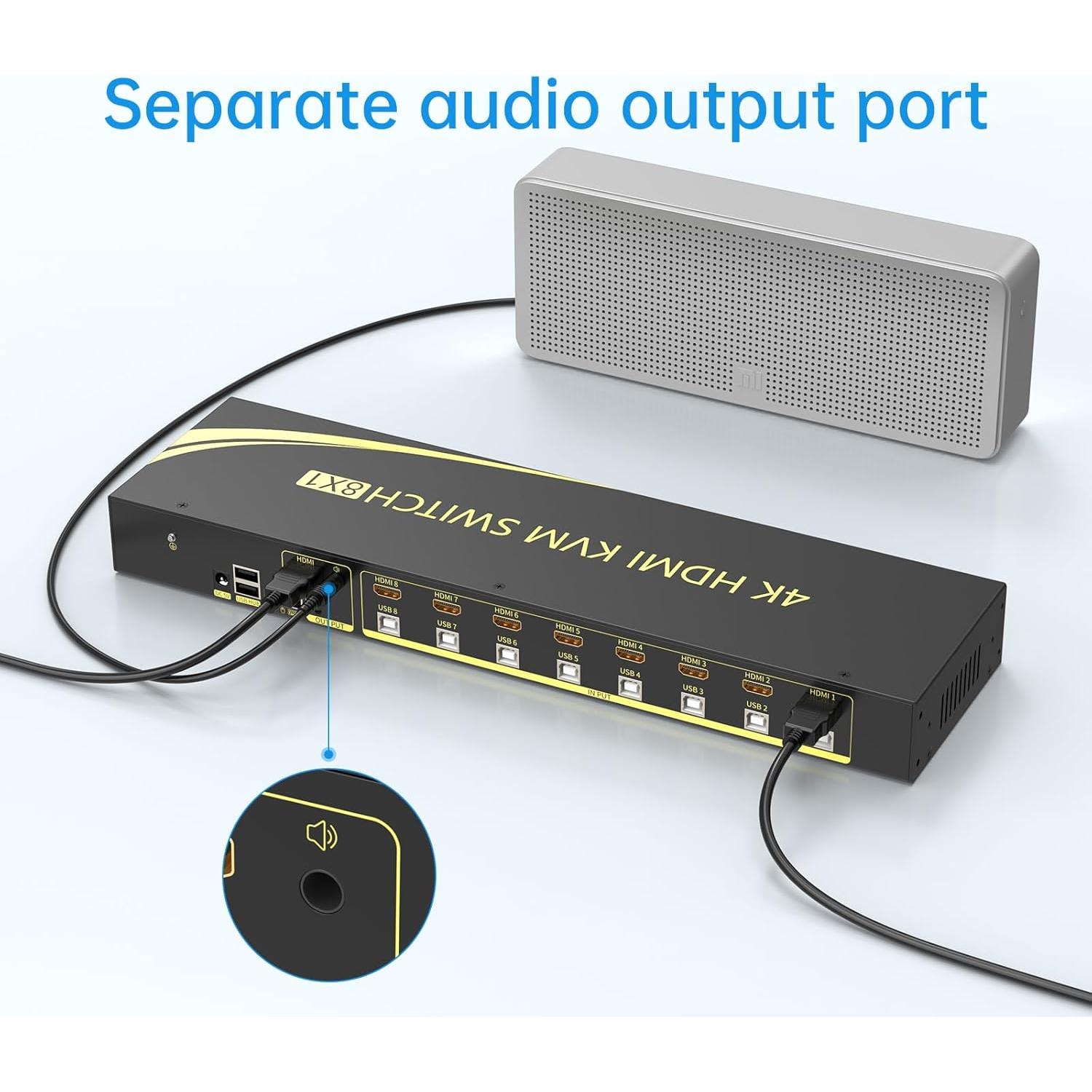 Interruptor KVM HDMI 8 Puertos eKL 4K 60Hz con Audio 3.5mm