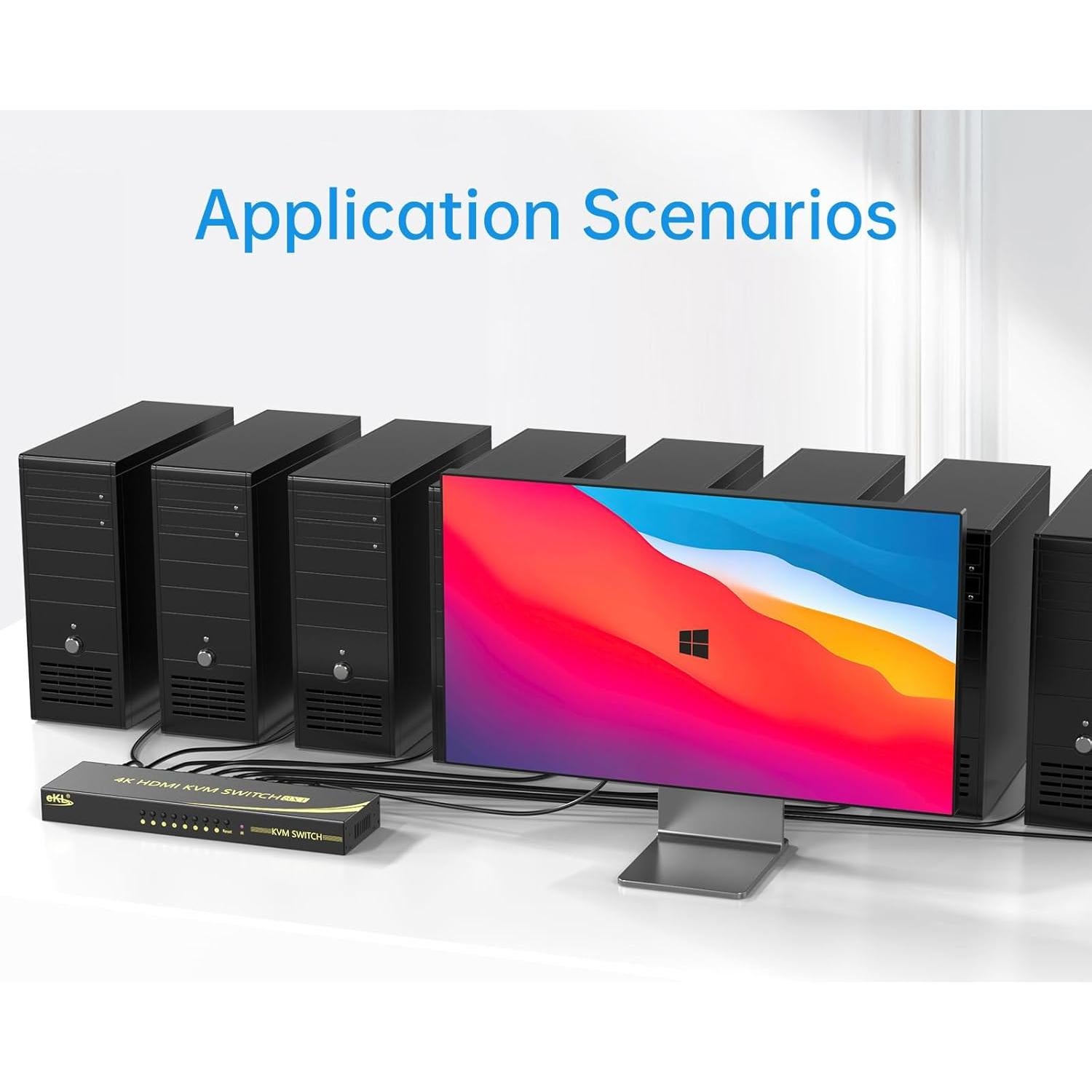 Interruptor KVM HDMI 8 Puertos eKL 4K 60Hz con Audio 3.5mm