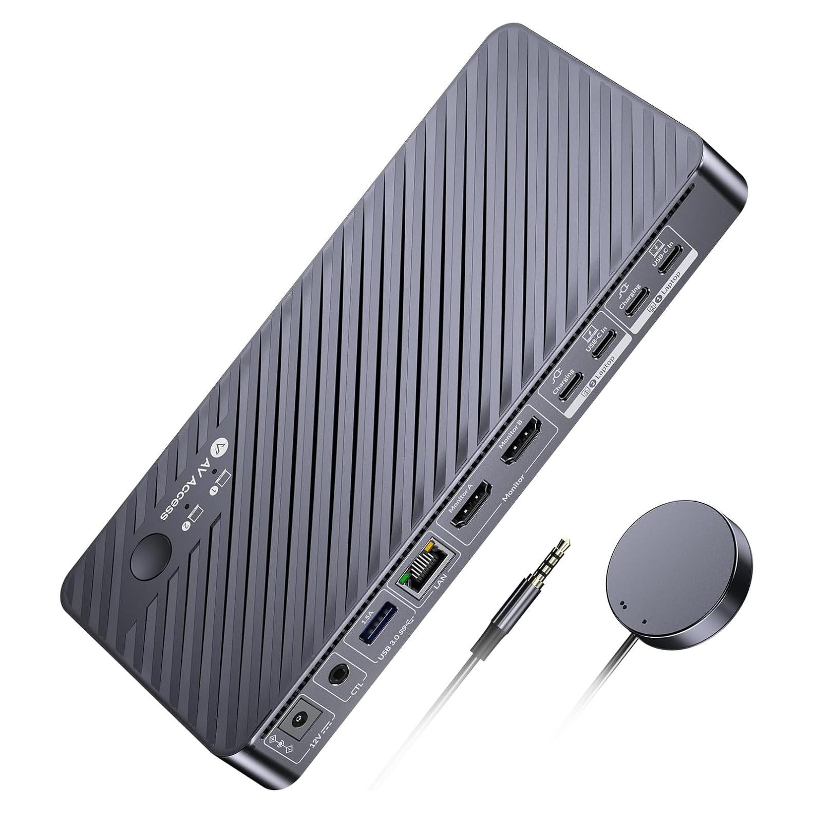 Switch KVM AV Access KD-E20 para 2 Monitores y 2 Laptops 4K