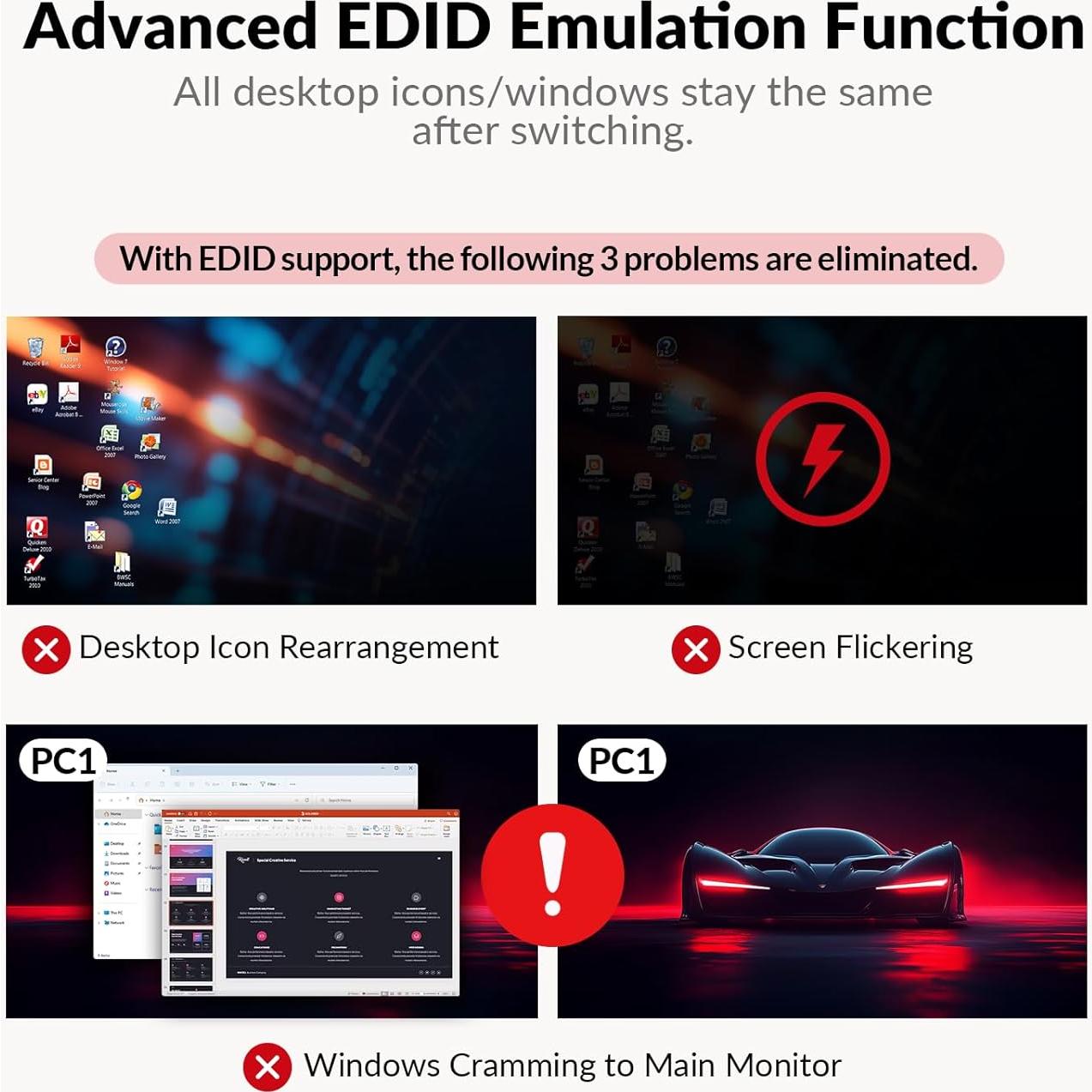 Switch KVM AV Access KD-E20 para 2 Monitores y 2 Laptops 4K