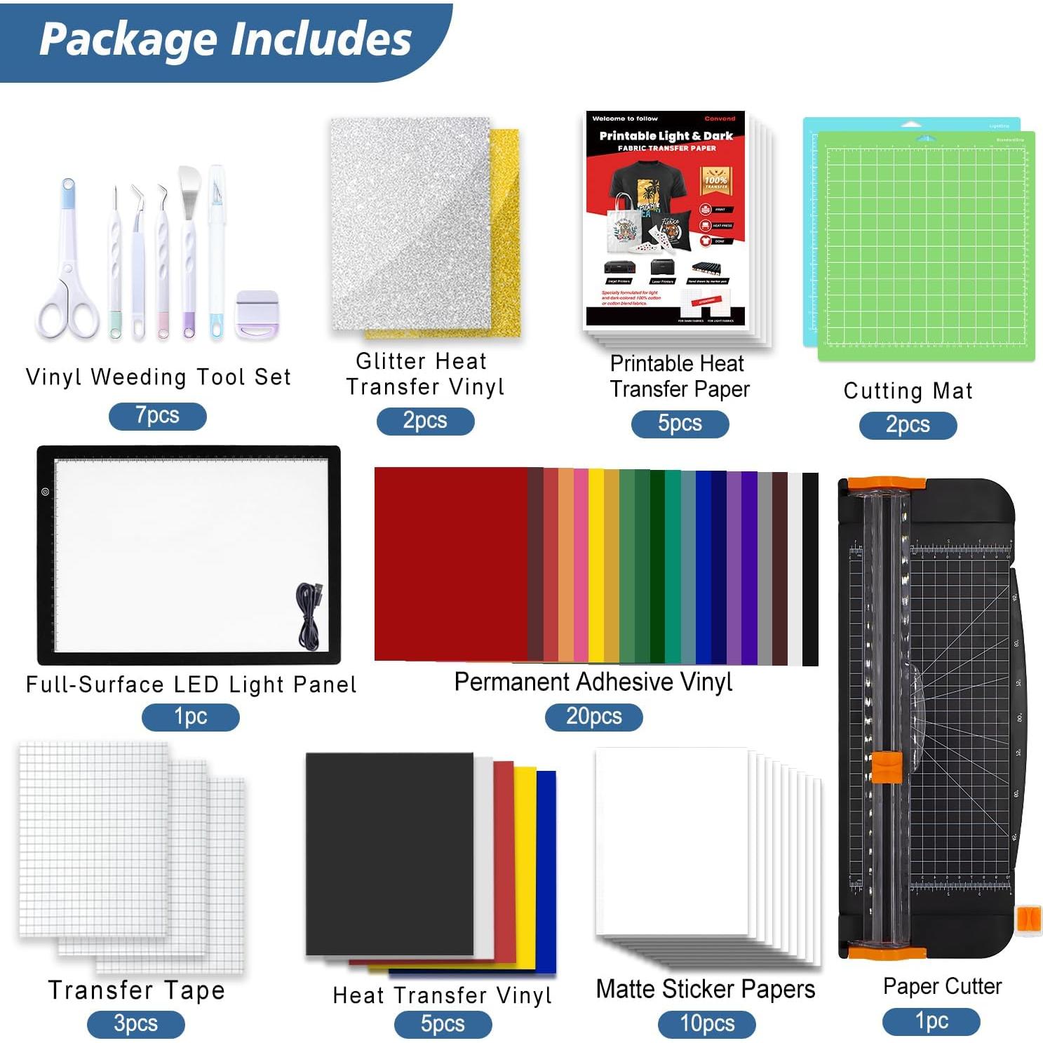 Kit Todo en Uno de Manualidades Convend - Vinilo, Herramientas y Luz LED