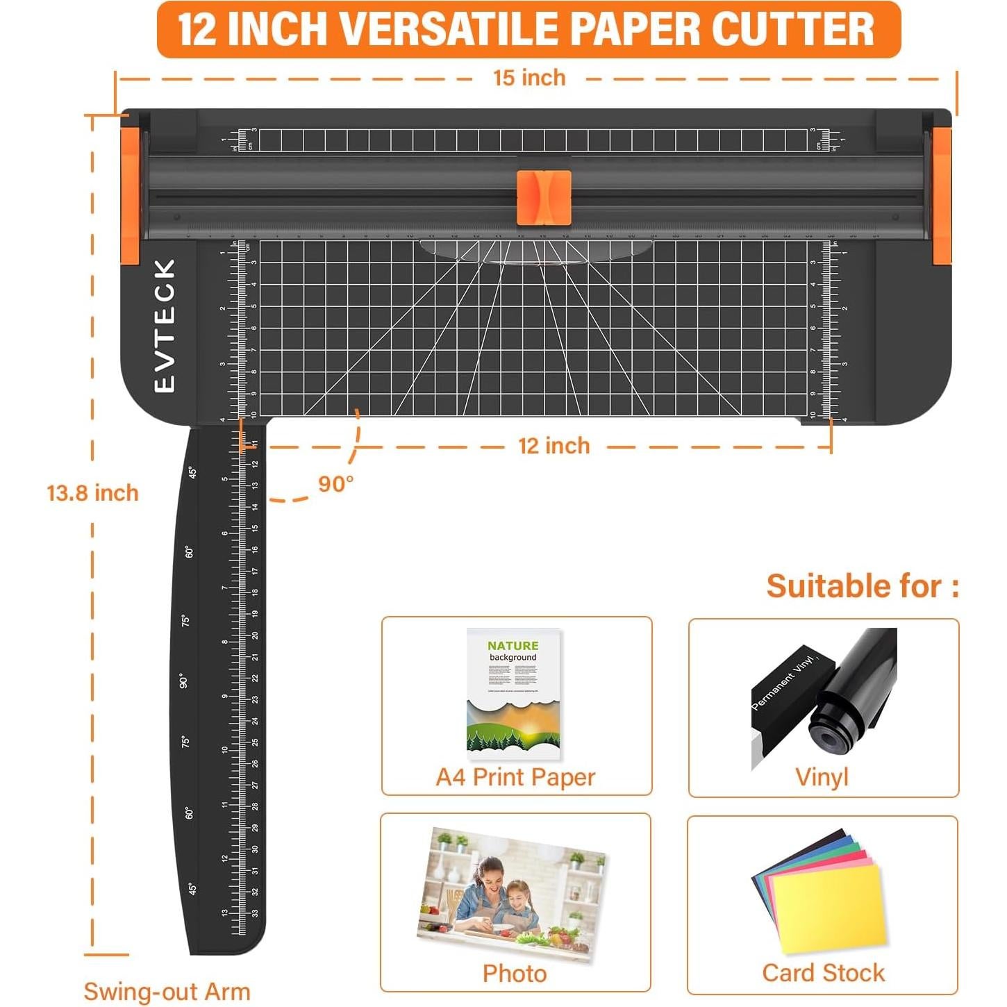 Cortadora de Papel Evteck 30.48 cm Deslizante con Seguridad