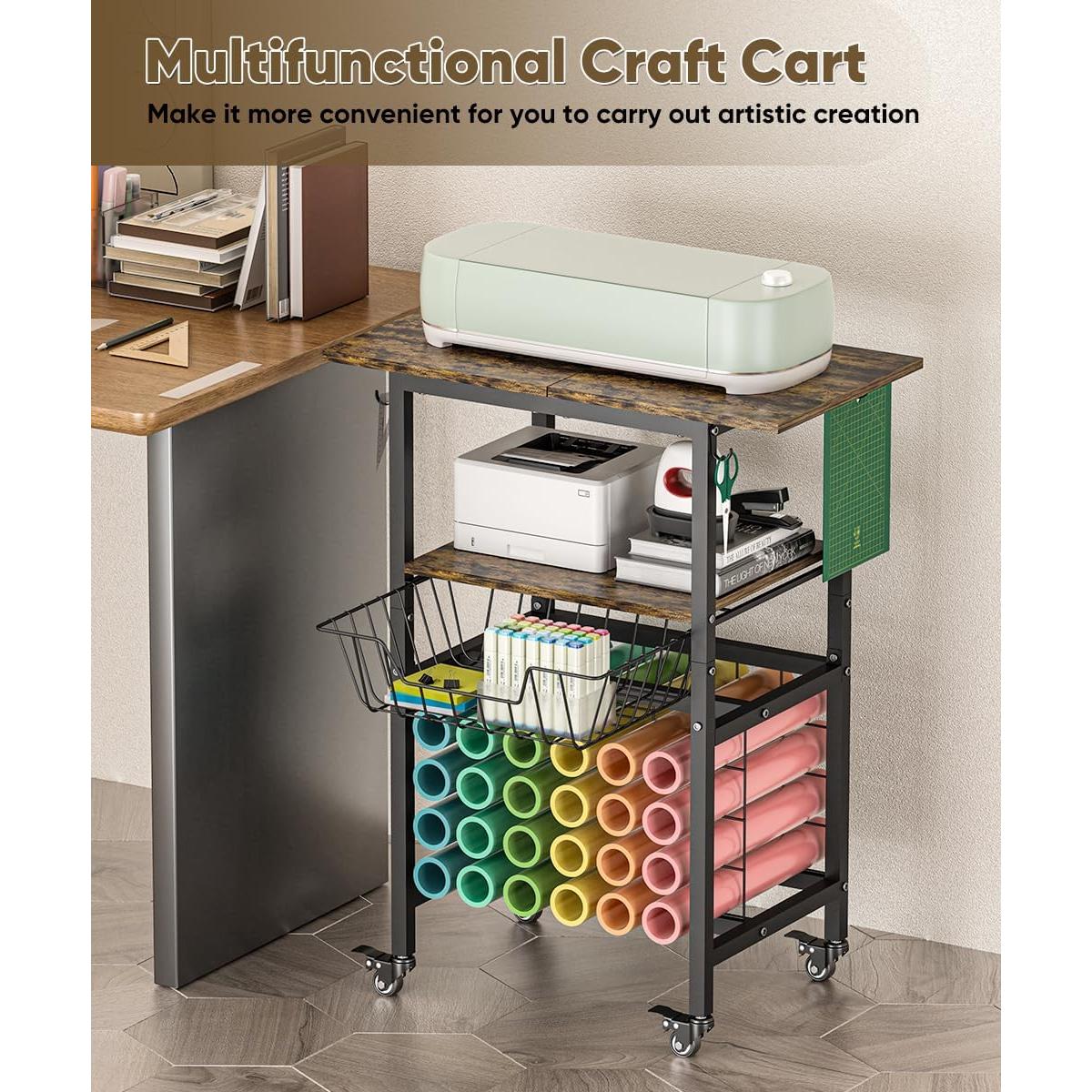 Carro de Manualidades Queension Negro con Ruedas y 24 Soportes