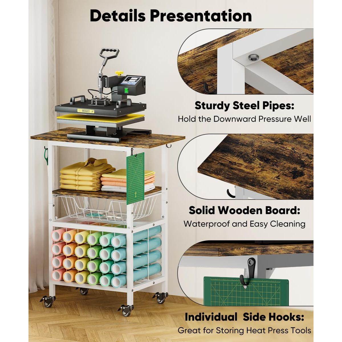 Carro de Prensa Térmica Móvil Ardier 3 Niveles Blanco