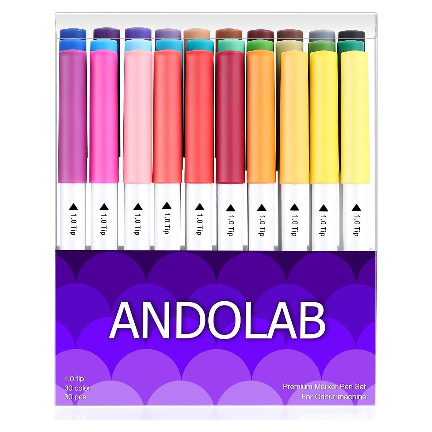 Set de 30 Marcadores Premium ANDOLAB Punta 1.0 para Cricut