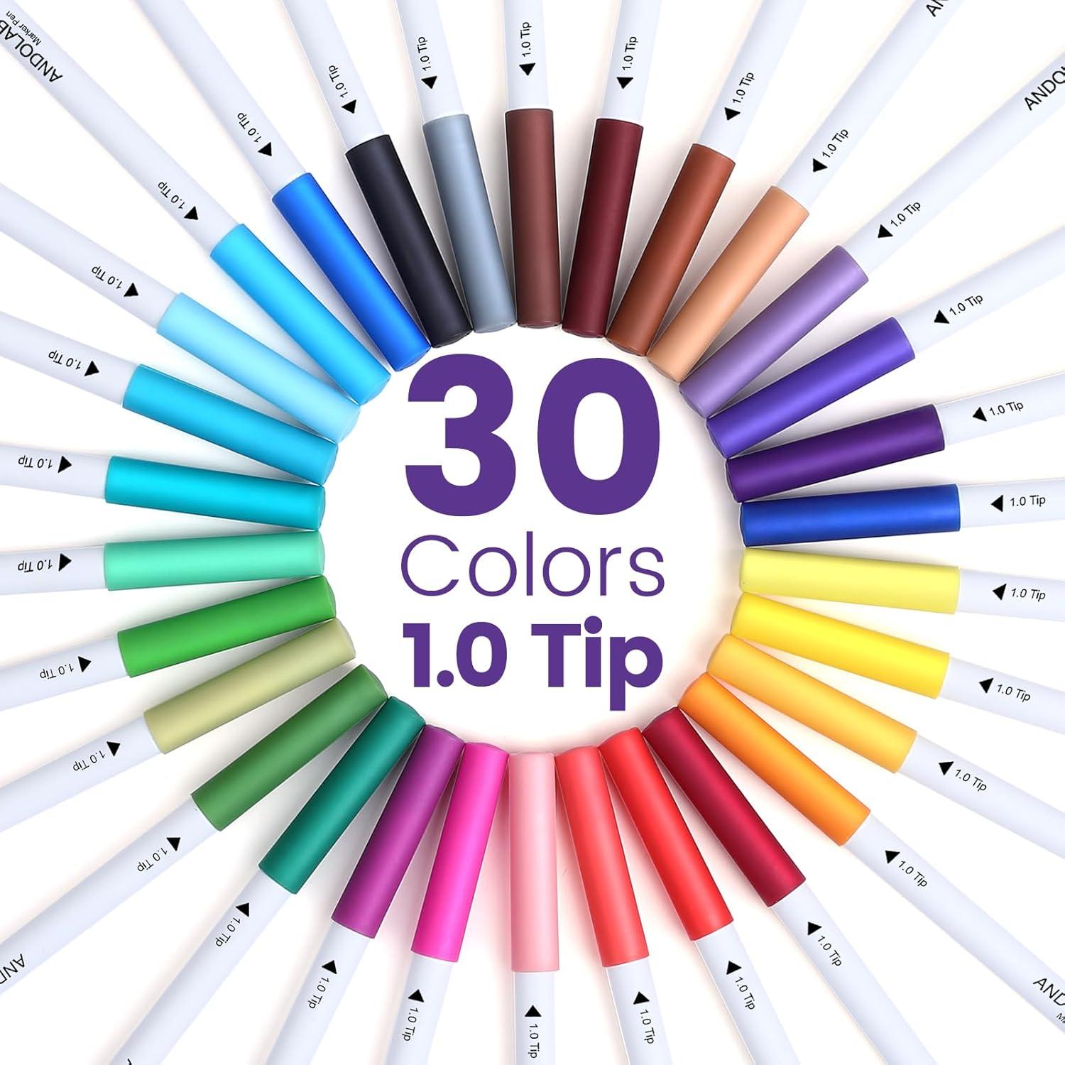 Set de 30 Marcadores Premium ANDOLAB Punta 1.0 para Cricut