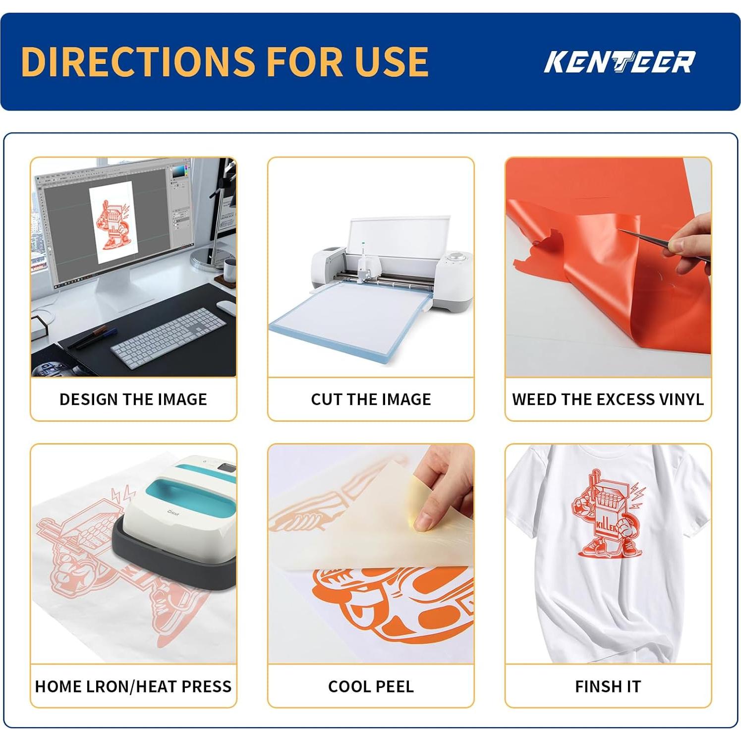 Vinilo de Transferencia de Calor Kenteer 42 Hojas 30x25 cm 13 Colores