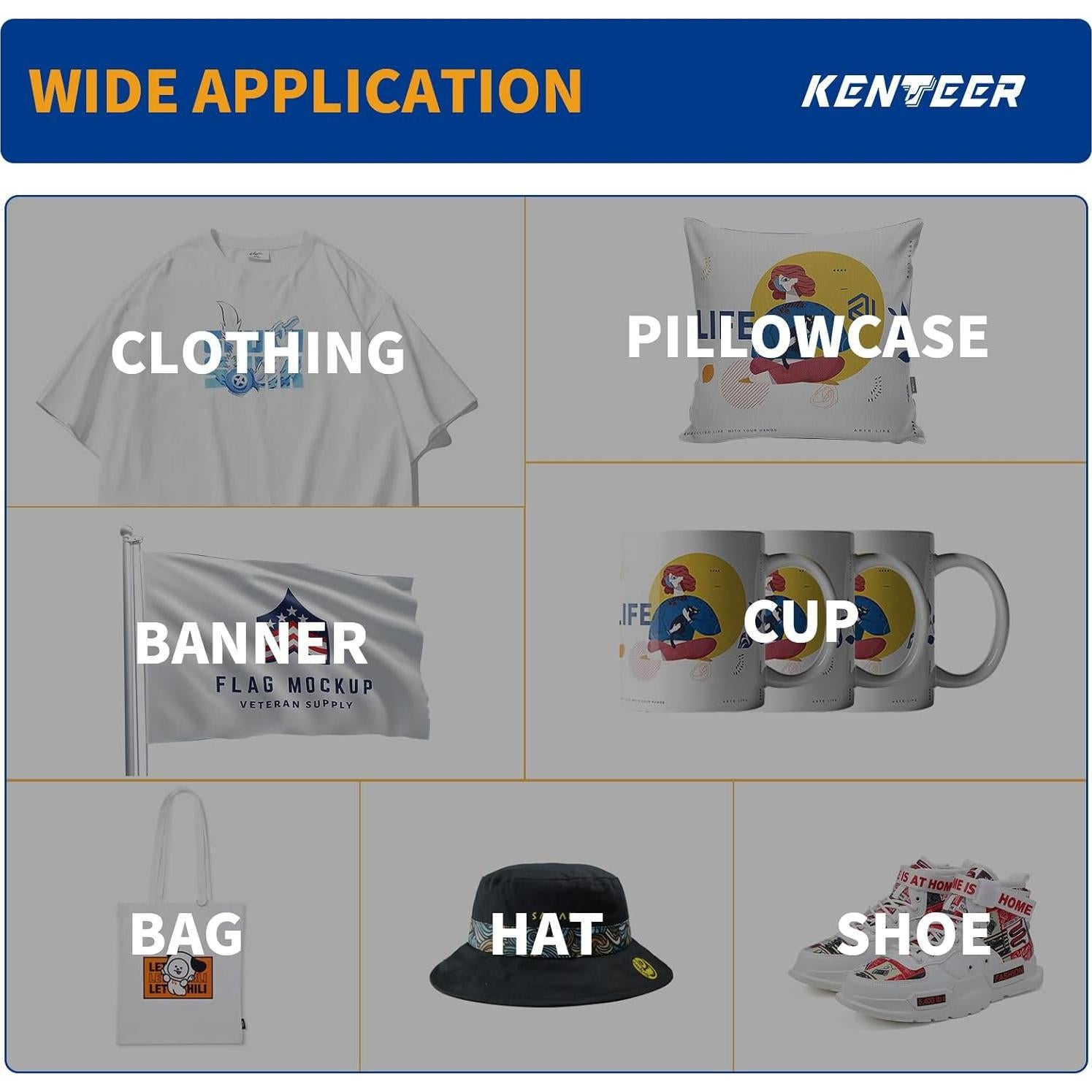 Vinilo de Transferencia de Calor Kenteer 42 Hojas 30x25 cm 13 Colores