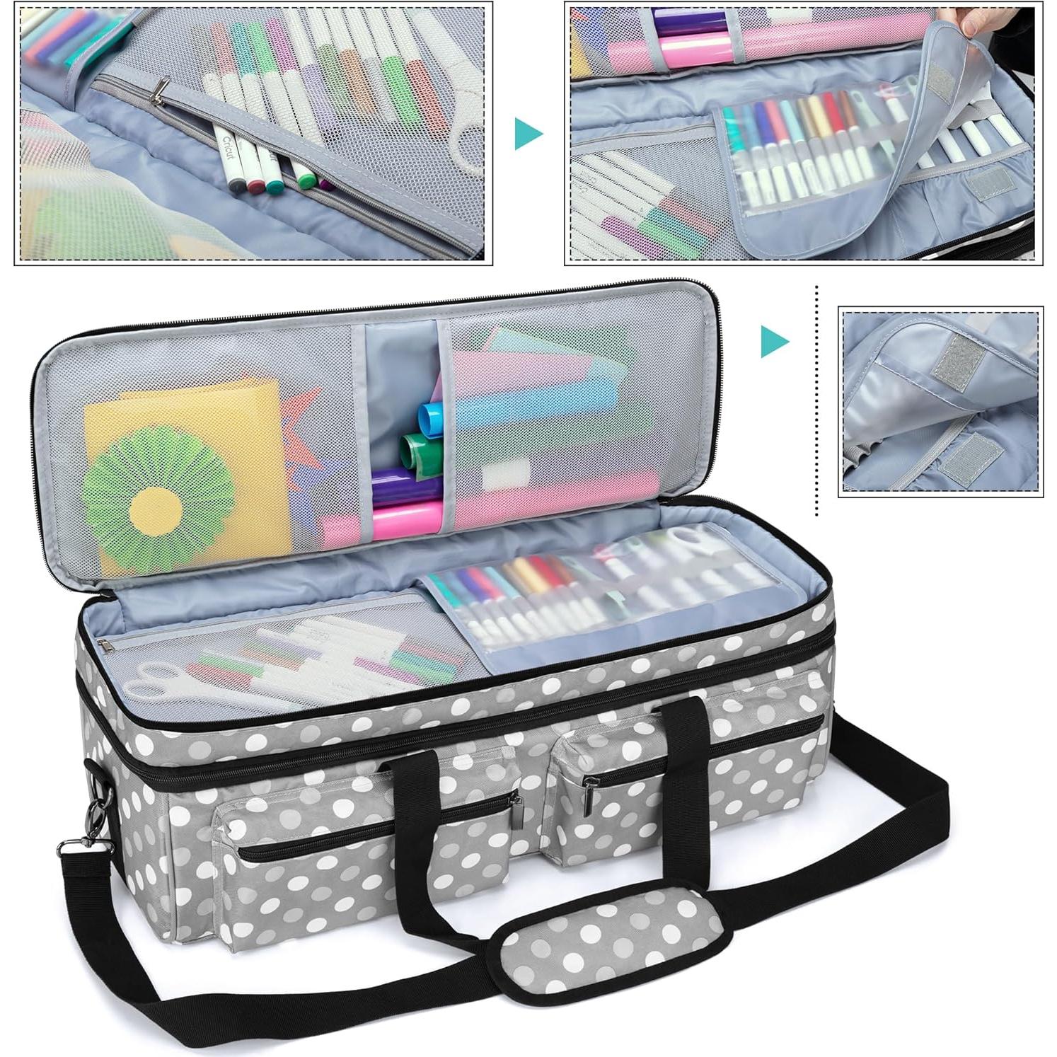 Bolsa de Transporte LUXJA para Cricut Explore Air y Maker - Puntos Grises
