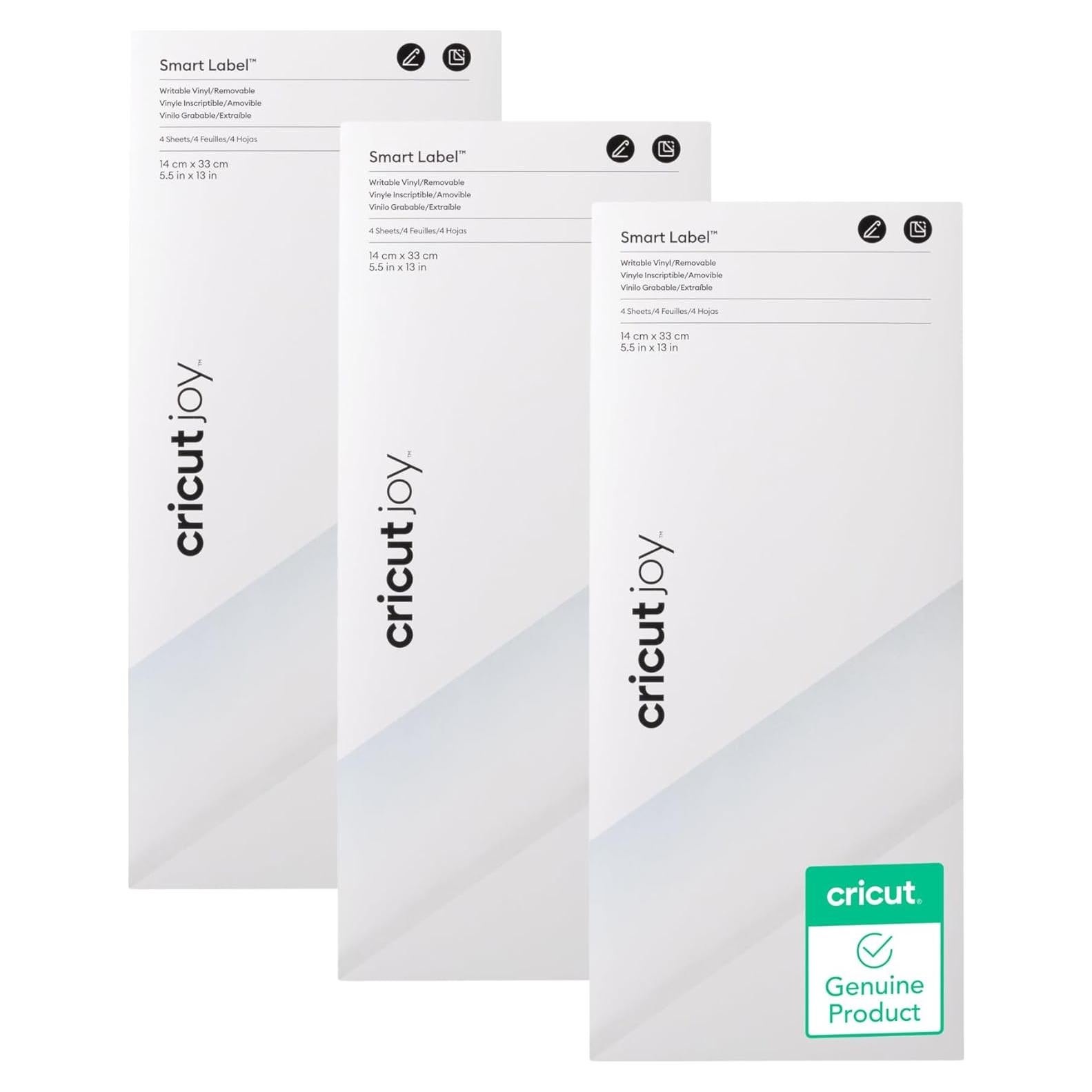 Vinilo Removible Cricut Joy Transparente 14x33cm Paquete de 3