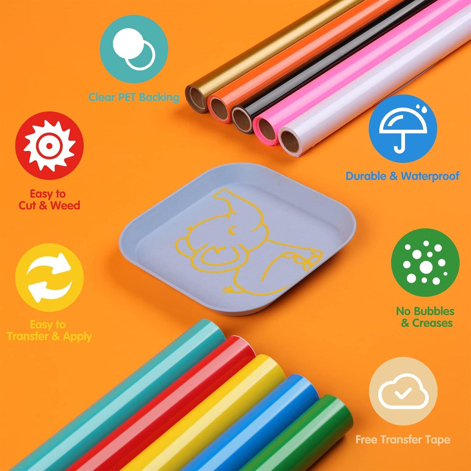 Rollos de Vinilo Permanente HTVRONT 30.48 cm x 0.91 m 13 Colores