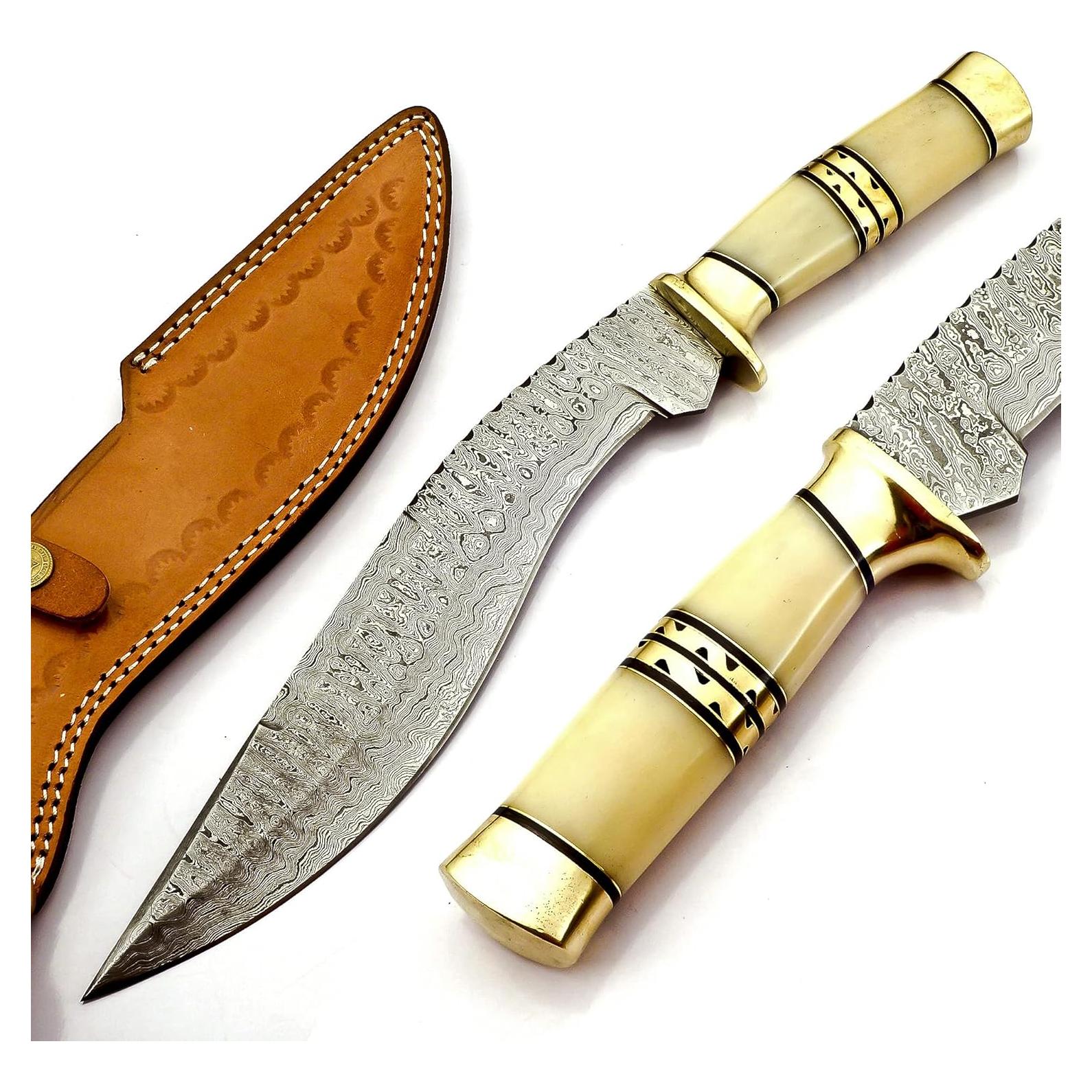 Cuchillo Kukri Nooraki Hecho a Mano 44.4 cm Damasco Hueso