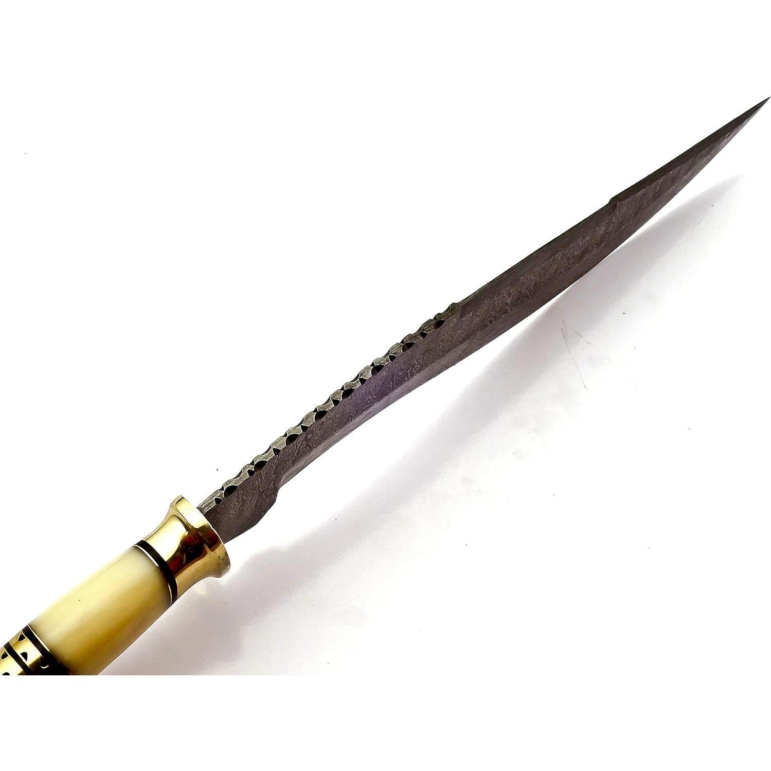 Cuchillo Kukri Nooraki Hecho a Mano 44.4 cm Damasco Hueso