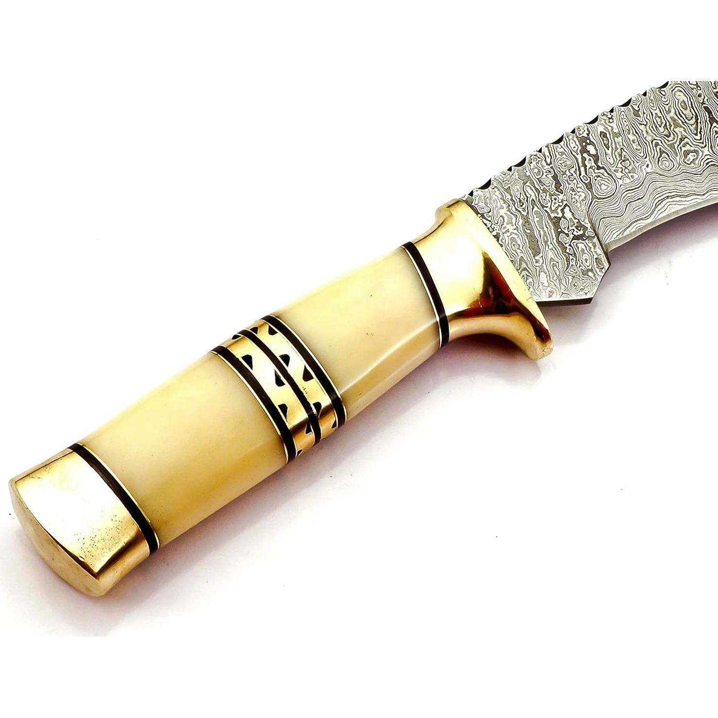 Cuchillo Kukri Nooraki Hecho a Mano 44.4 cm Damasco Hueso