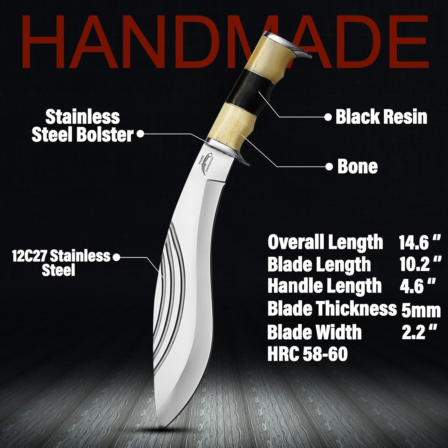 Cuchillo Kukri Prime Damascus 37.1 cm con Funda - Camping y Bushcraft