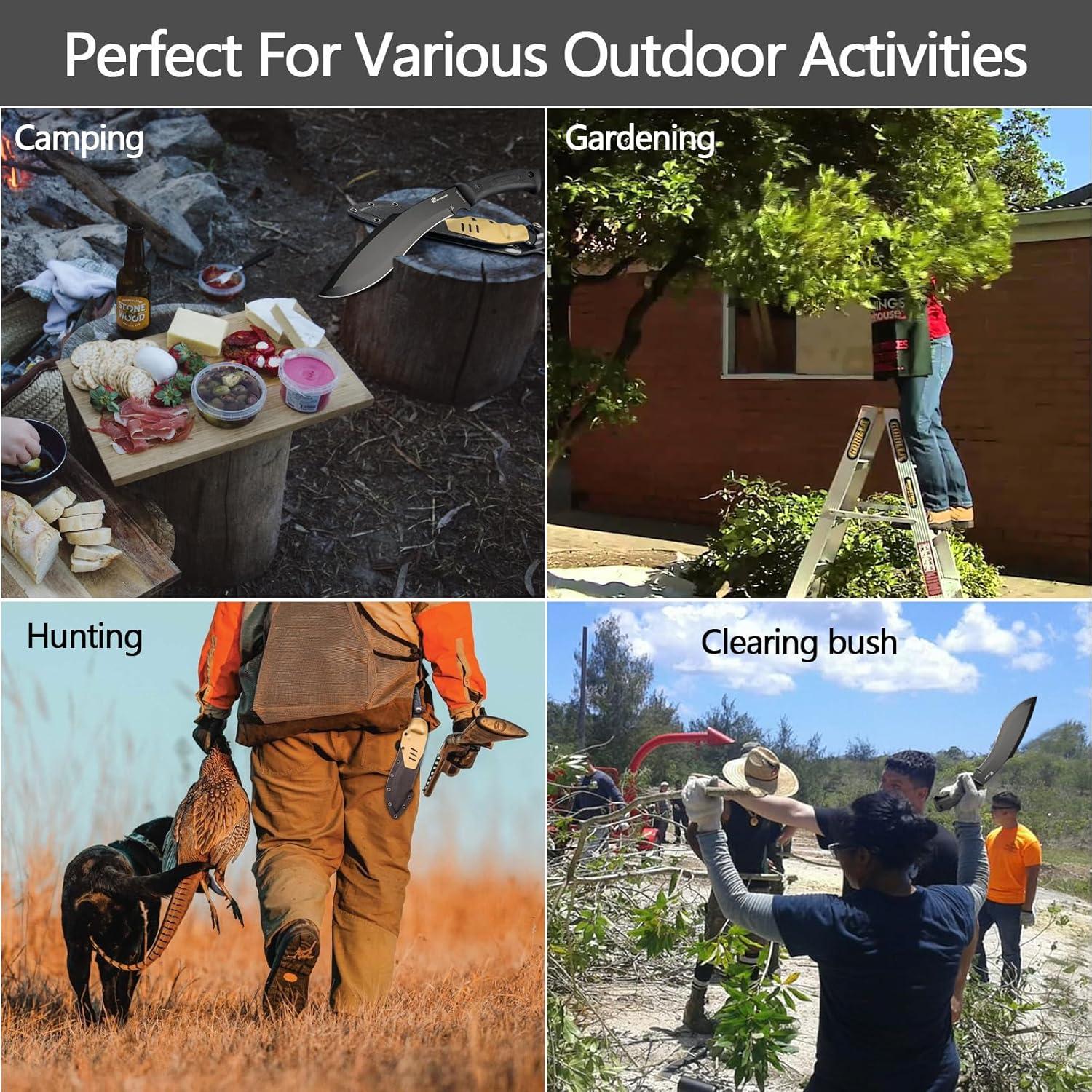 Machete Kukri HX Outdoors D292-1 21 cm Acero D2 Negro