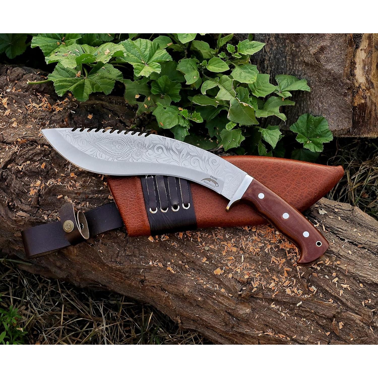 Cuchillo Kukri Prime Damascus 37.1 cm con Funda - Acero Inoxidable