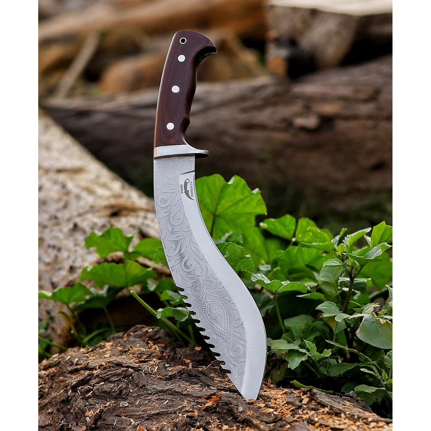 Cuchillo Kukri Prime Damascus 37.1 cm con Funda - Acero Inoxidable