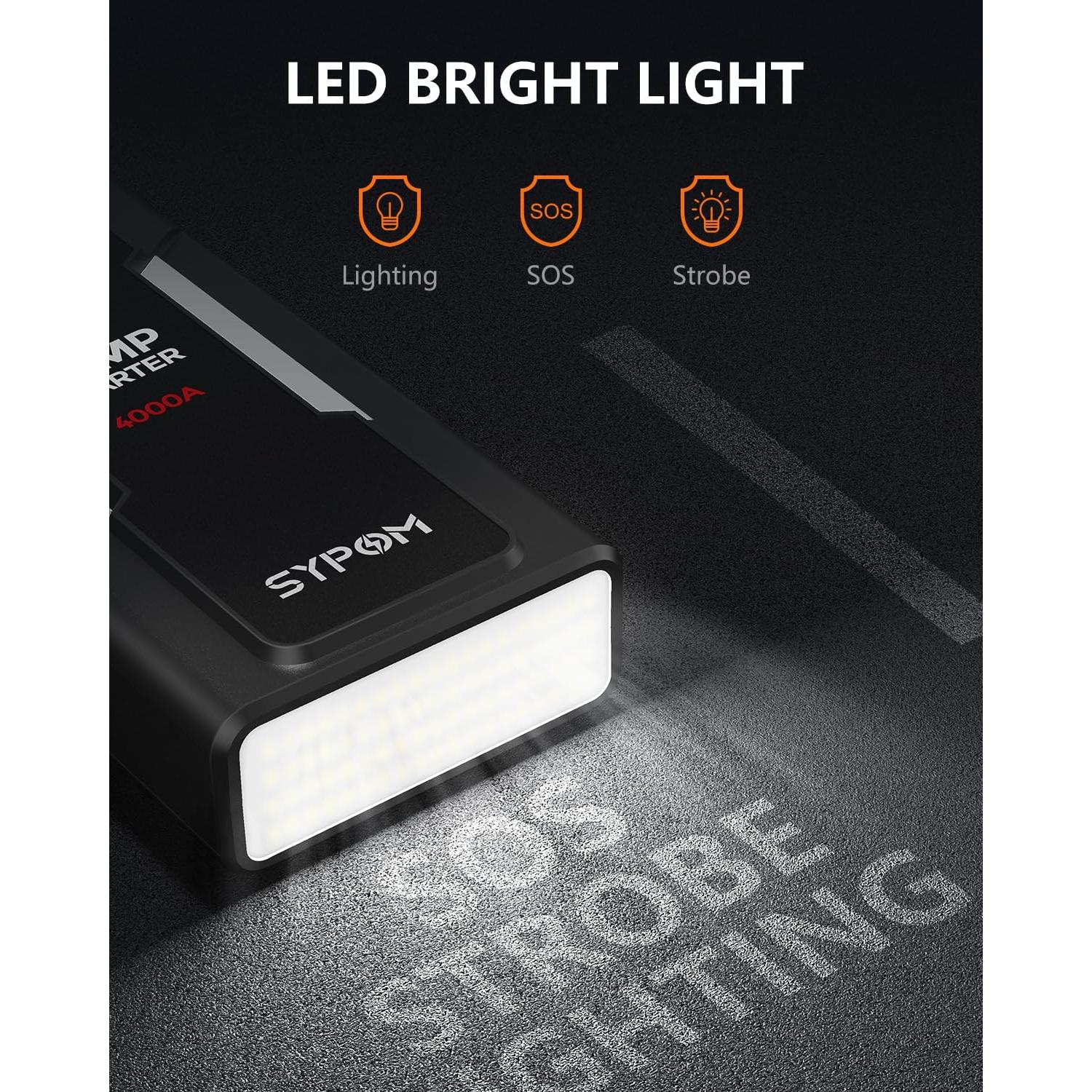 Arrancador de Salto Portátil SYPOM 4000A 12V con USB y LED