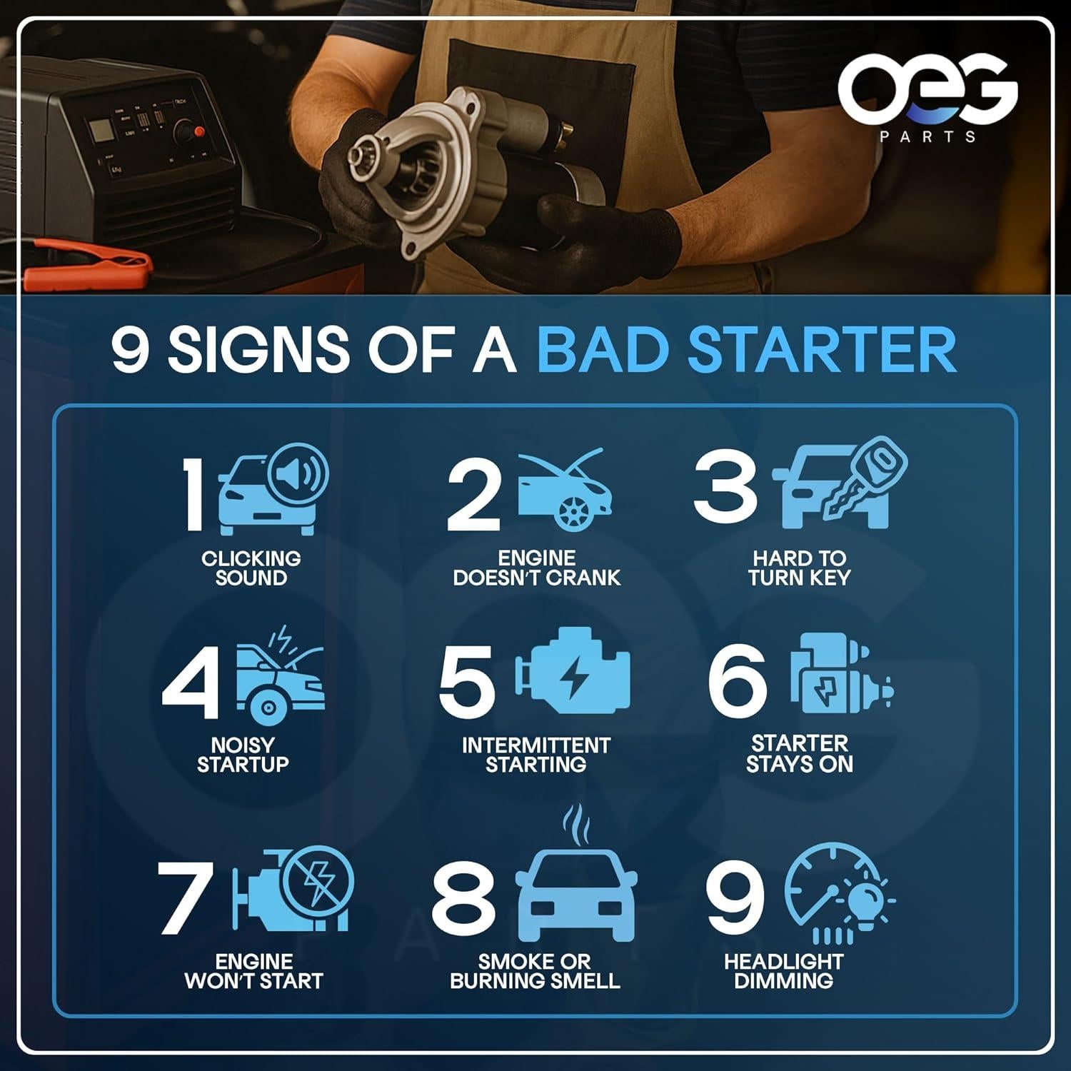 Arrancador OEG 12V Compatible Nissan D21 2.4L 1987-1999