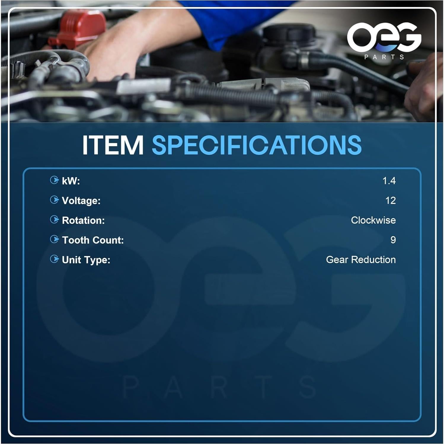 Motor de Arranque OEG 12V 1.4kW Compatible Volvo