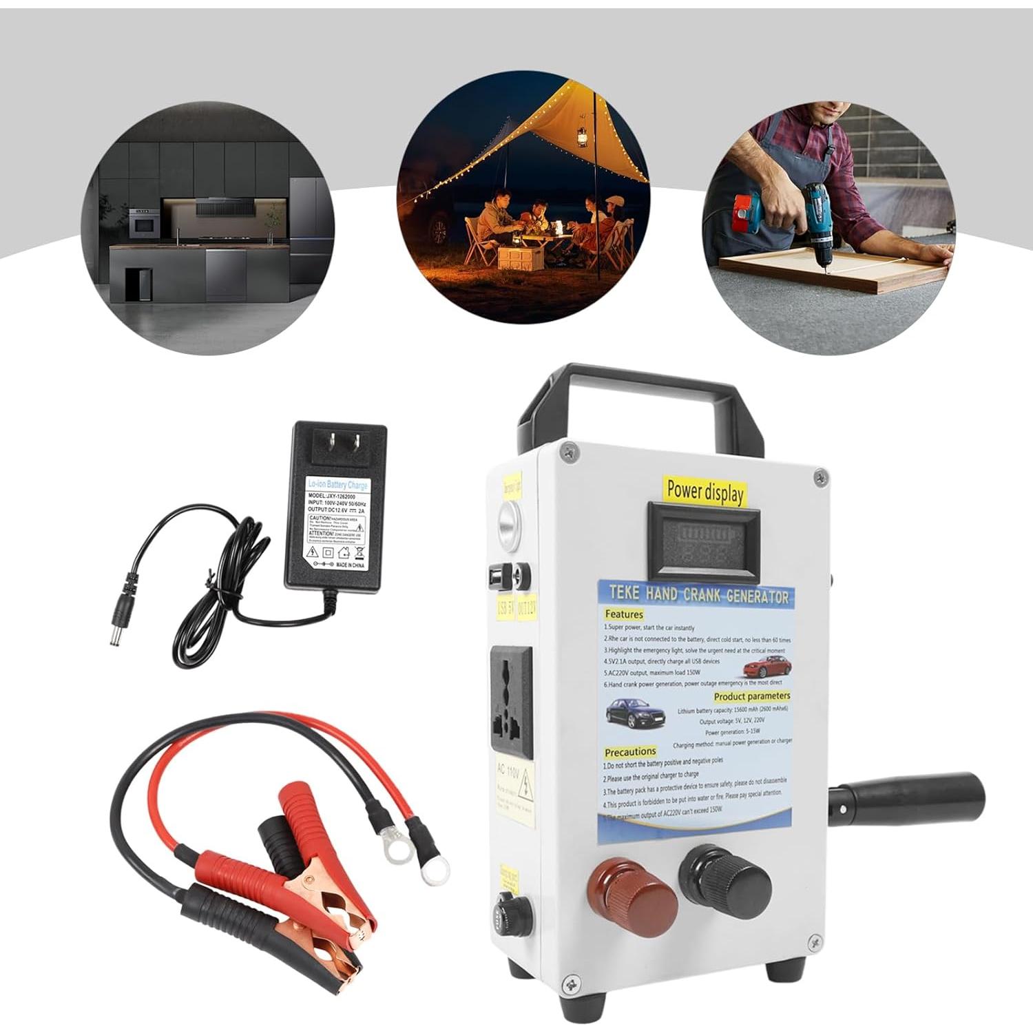 Generador Manual de Cargador de Manivela Pinkelin 150W