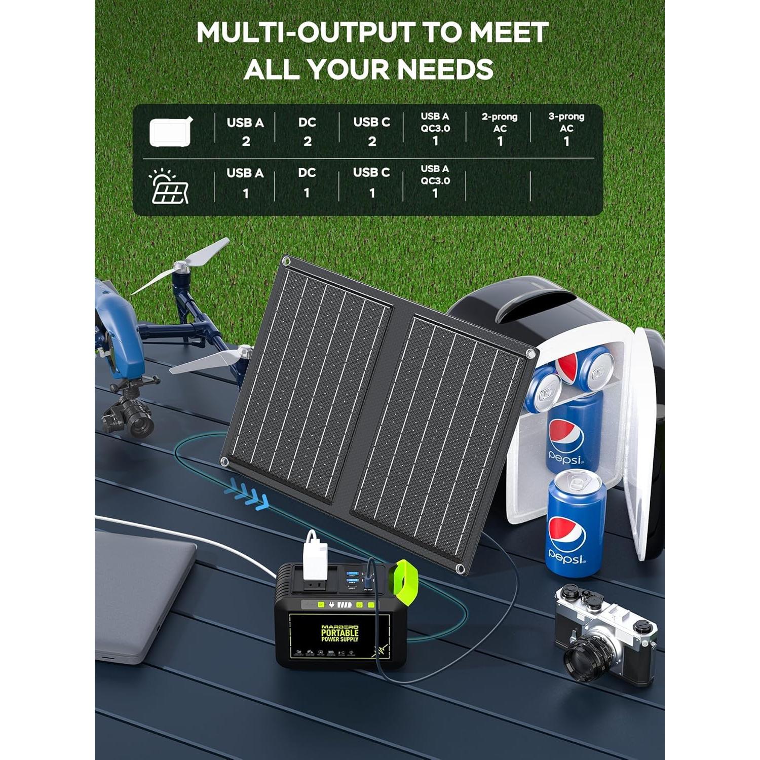 Generador Solar Portátil MARBERO M82 88.8Wh con Panel 21W