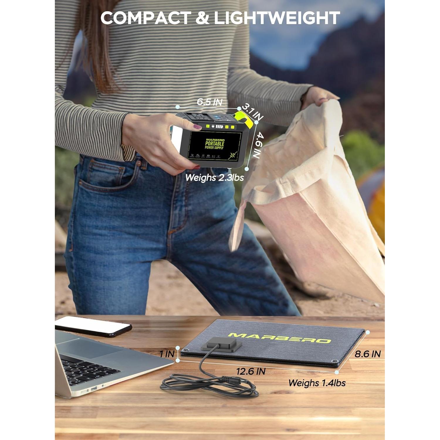 Generador Solar Portátil MARBERO M82 88.8Wh con Panel 21W