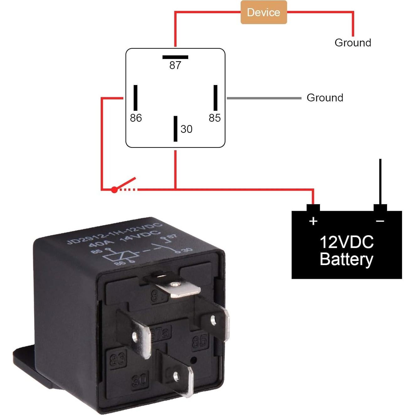 Kit de arnés de socket de relé EHDIS 4 pines 12V 40A