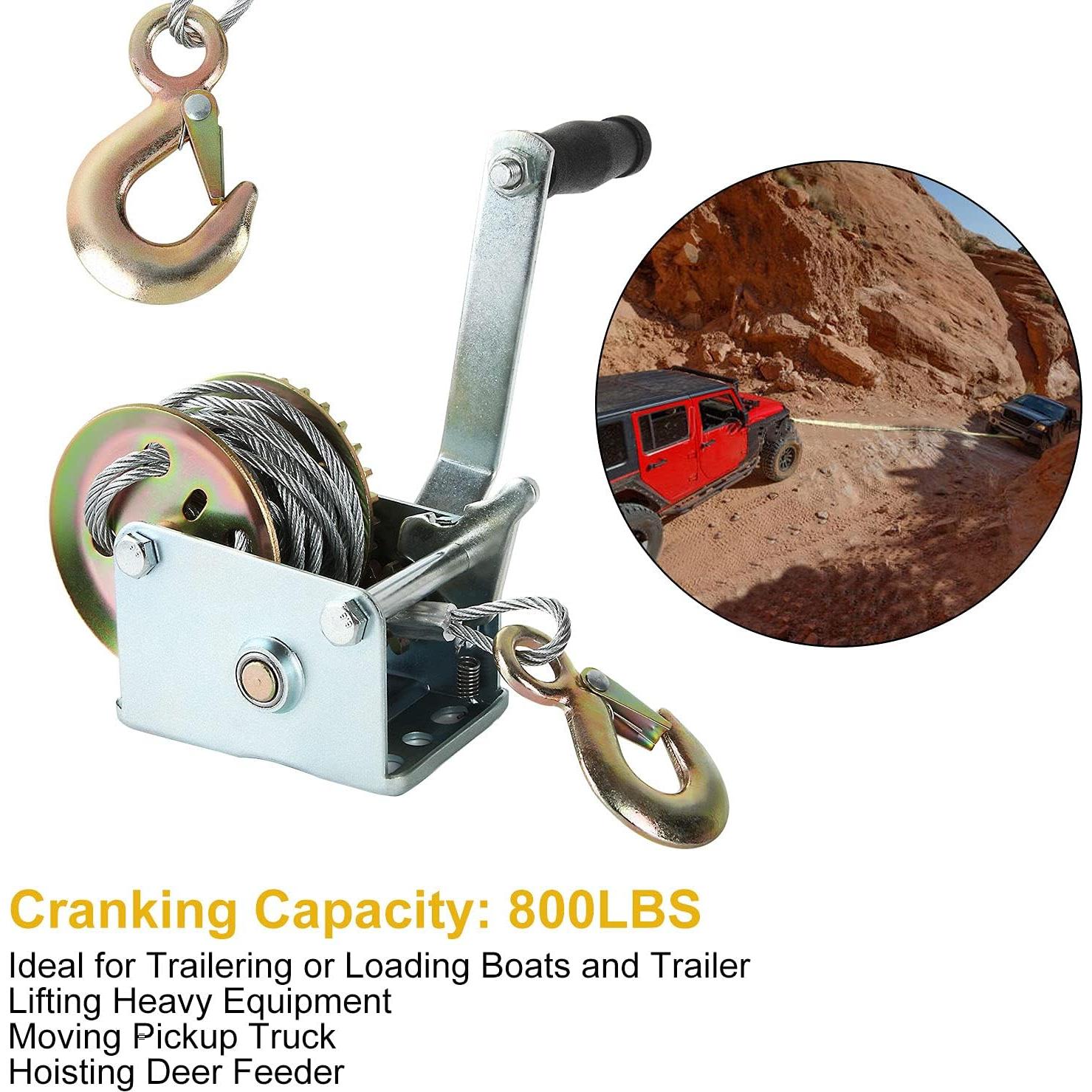 Winch Manual ASeleccionado 800lbs con Cable de Acero 8m