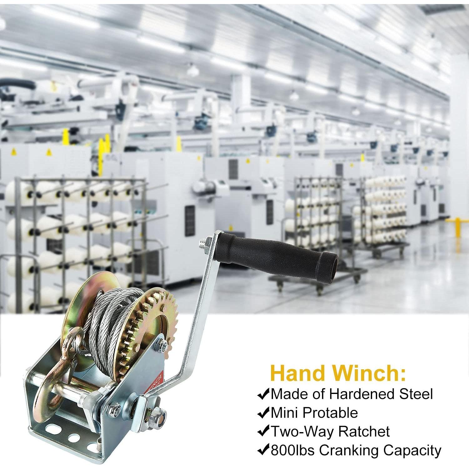 Winch Manual ASeleccionado 800lbs con Cable de Acero 8m