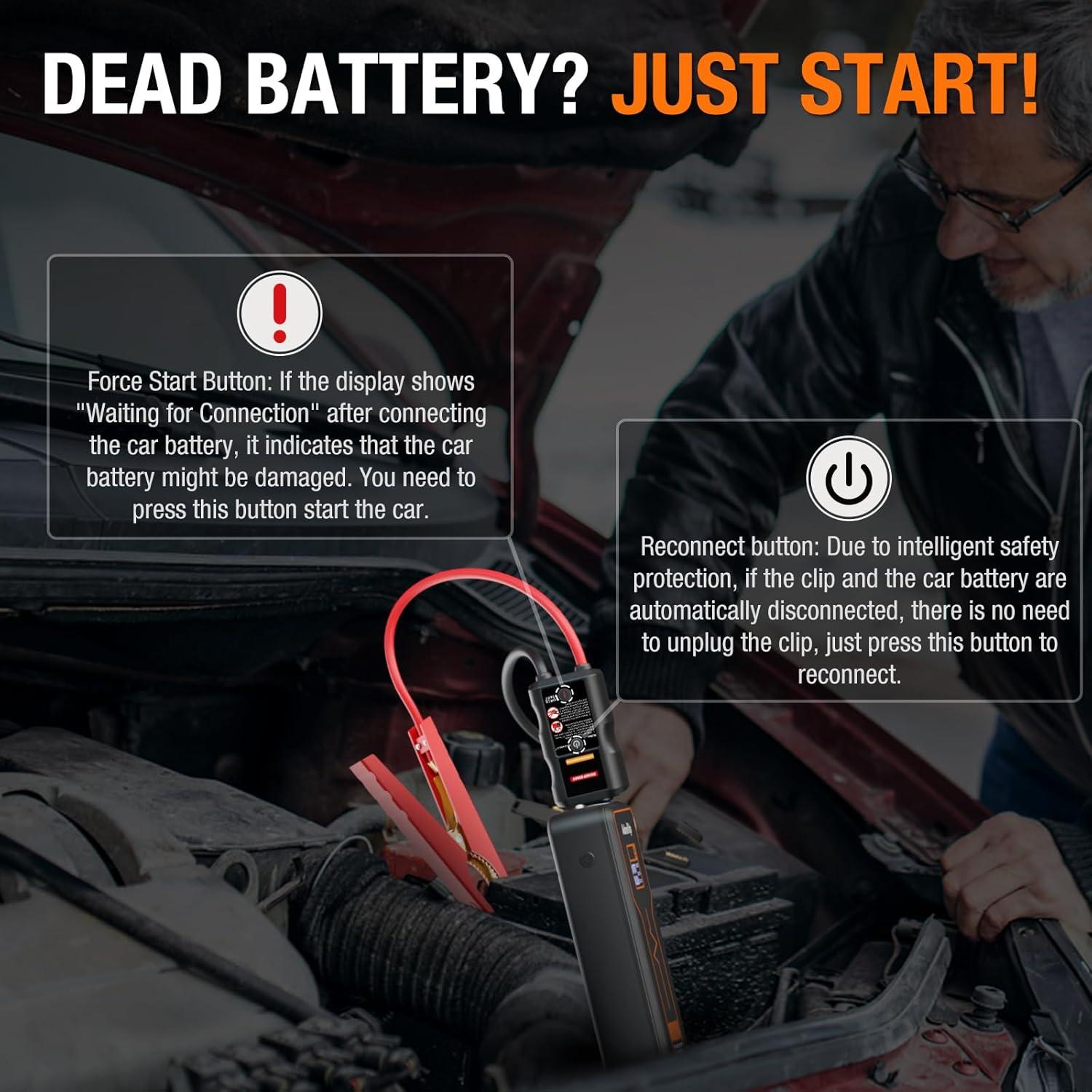 Arrancador de Batería Portátil ADORETRIP 8000A 12V con Pantalla LED