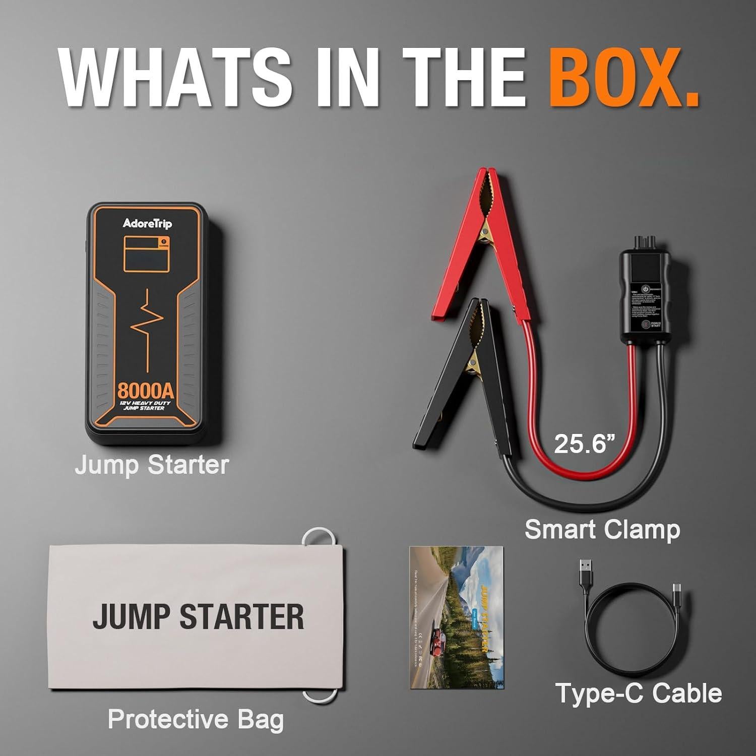 Arrancador de Batería Portátil ADORETRIP 8000A 12V con Pantalla LED