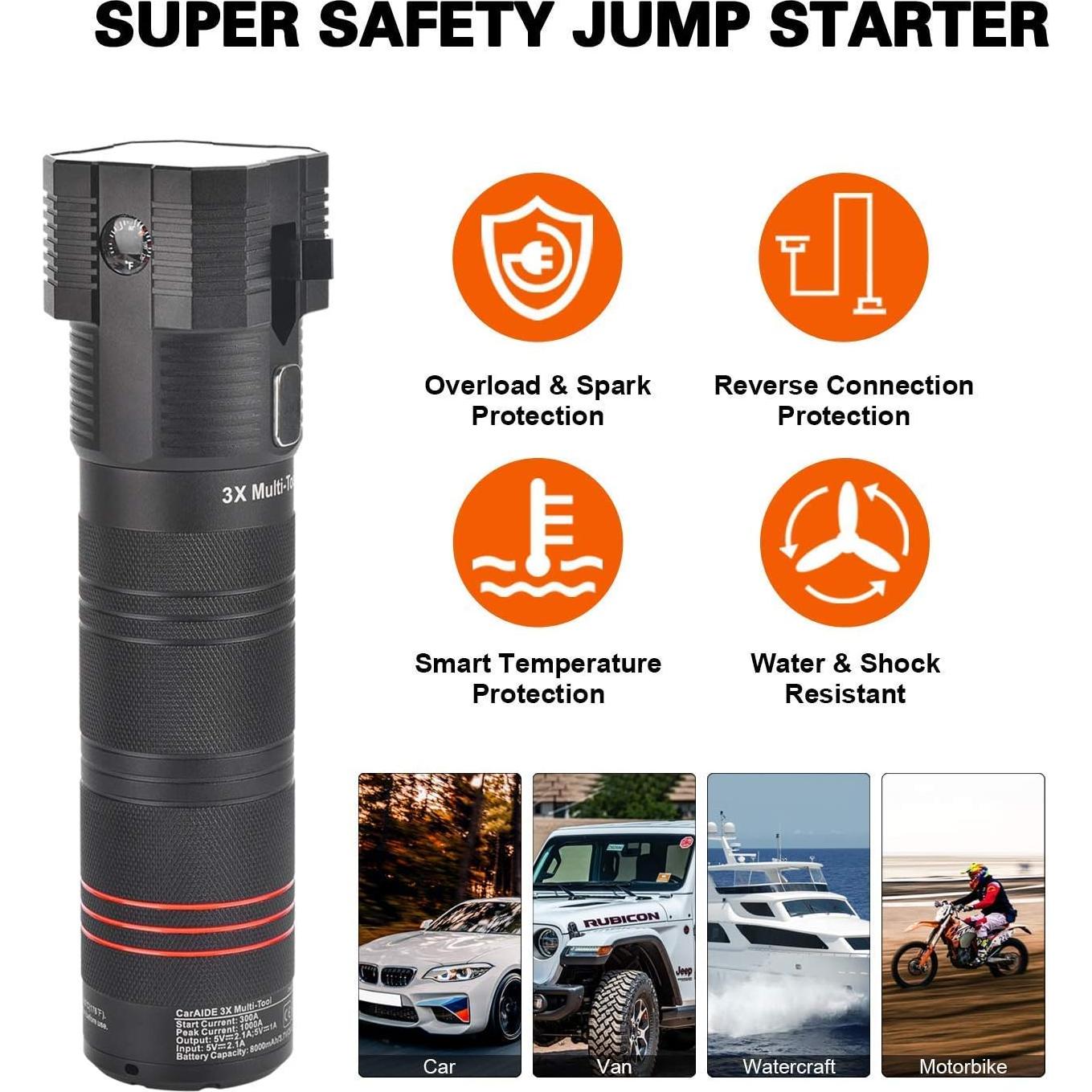 Arrancador de Salto CarAIDE 3X Multi-Herramienta 1000A 8000mAh