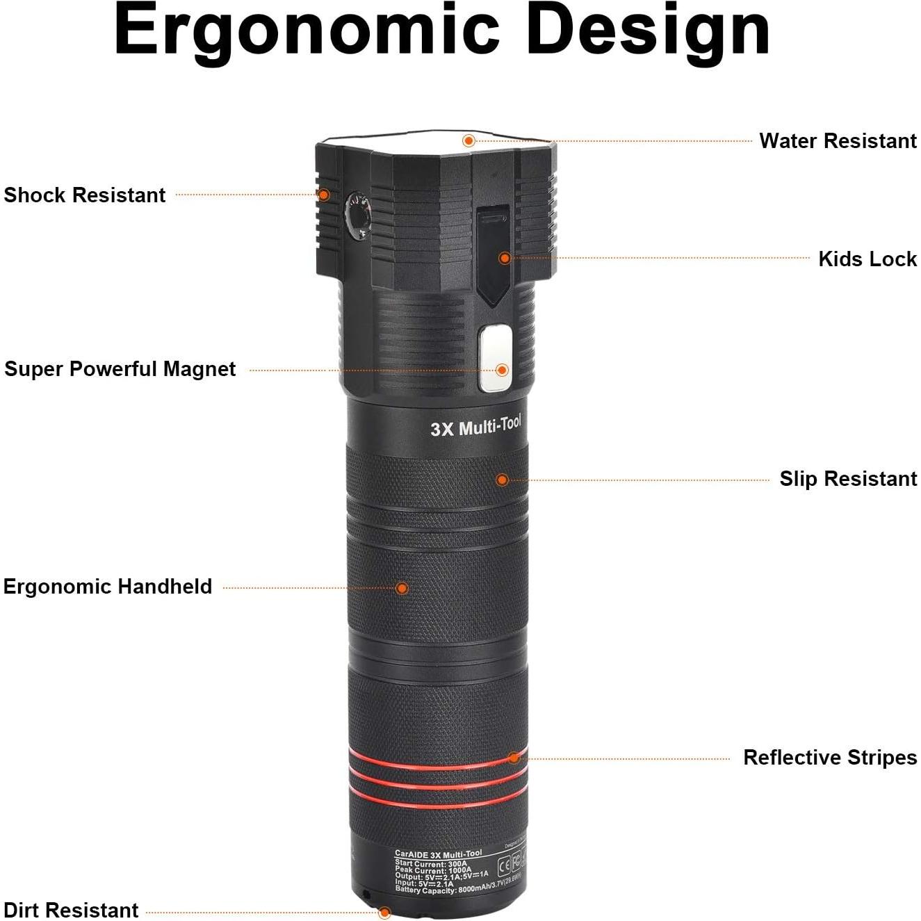 Arrancador de Salto CarAIDE 3X Multi-Herramienta 1000A 8000mAh