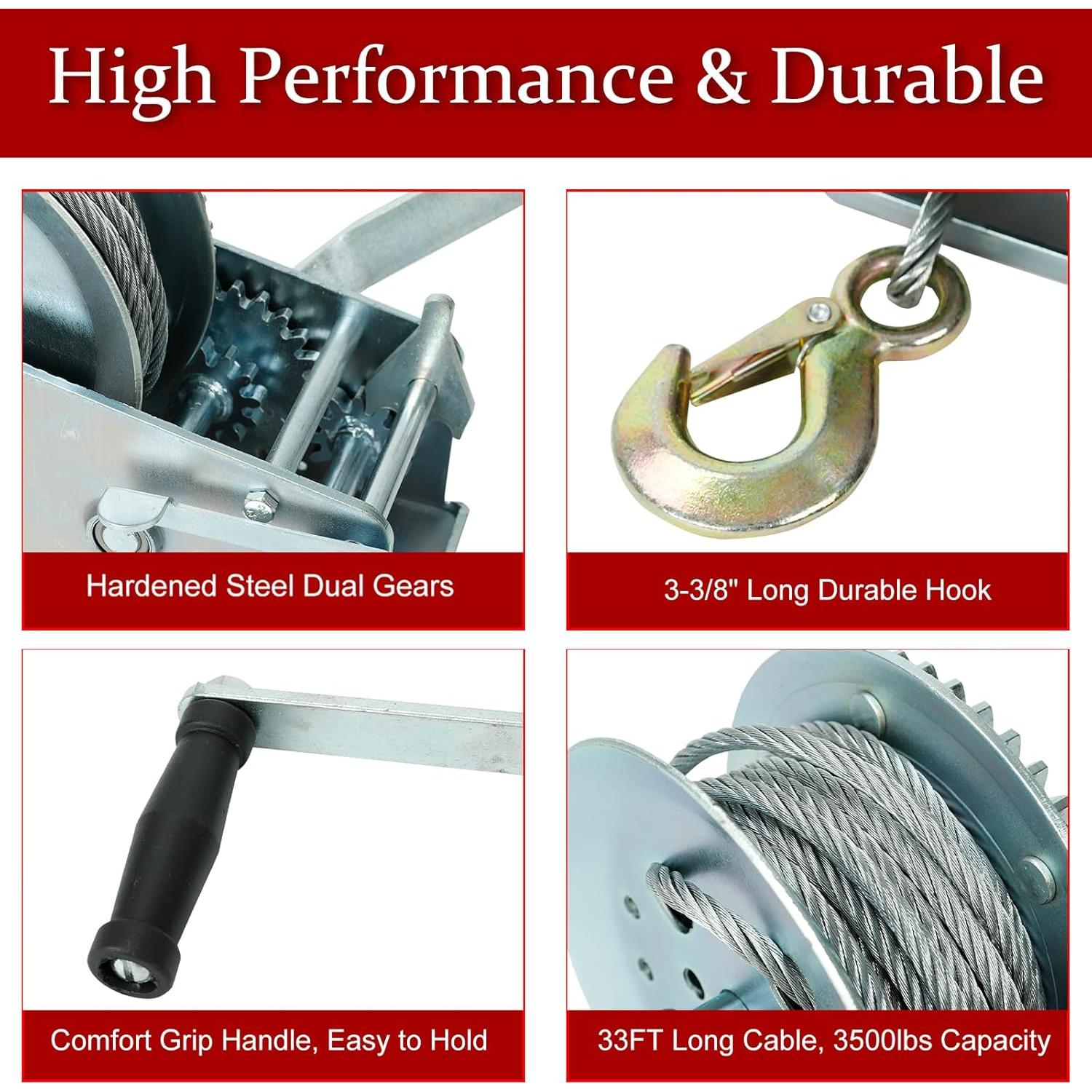 Garrafa de Mano BLACKHORSE-RACING 1587 kg con Cable 10 m