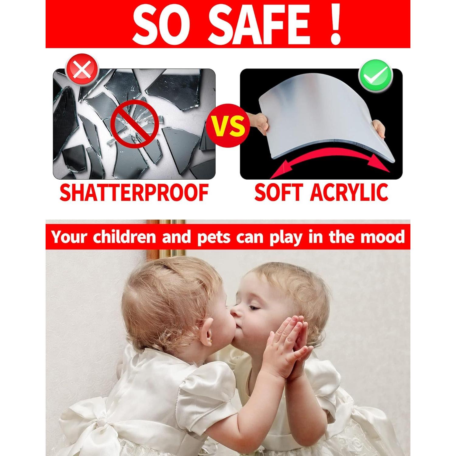 Espejo Irrompible Acrílico NC 4 Piezas 30x30 cm Plata