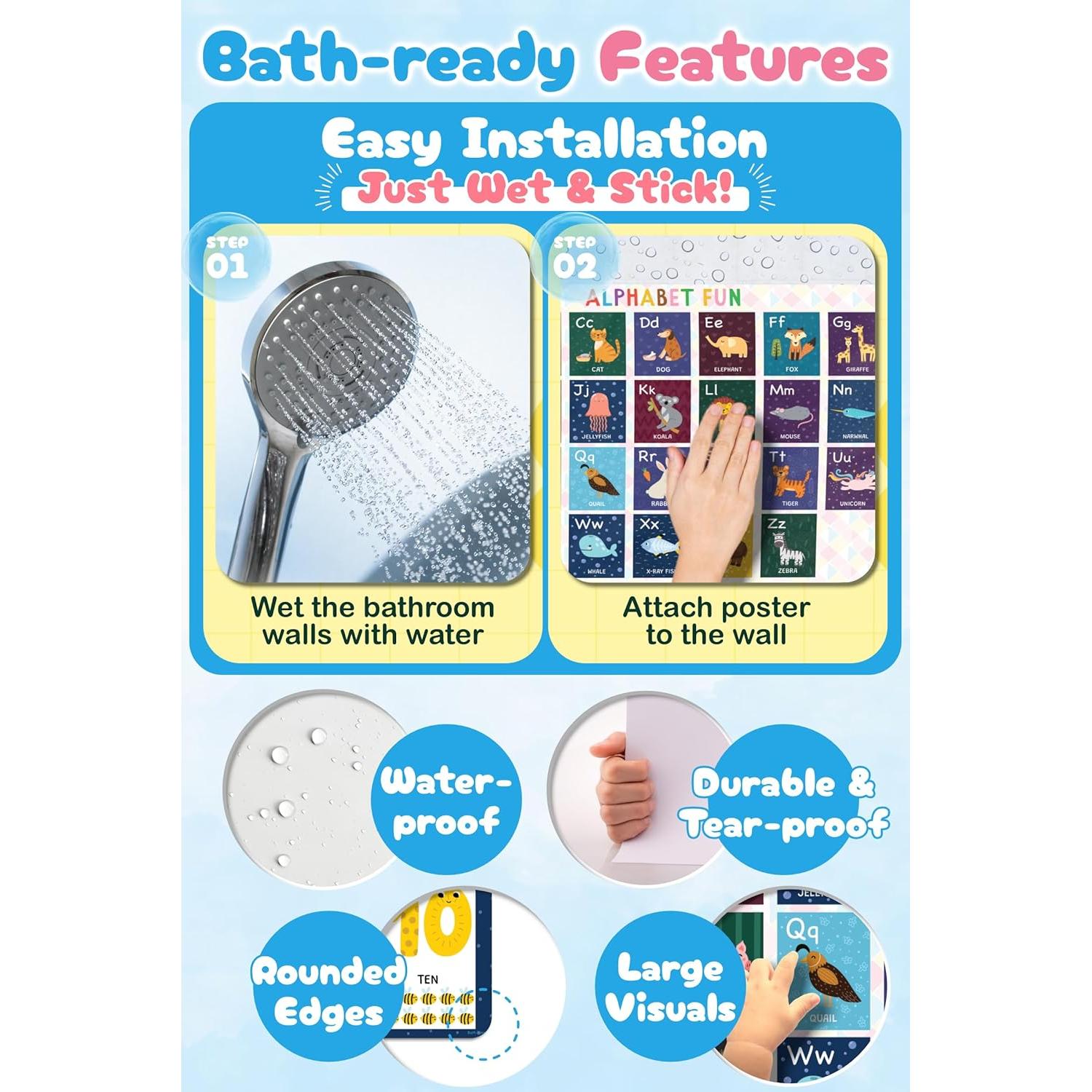 Carteles de Aprendizaje Impermeables Montessori Blue Bird 4 Piezas