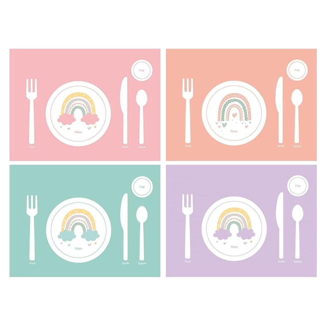 Conjunto de 4 Manteles Educativos SharkBliss Arcoíris 30x40cm