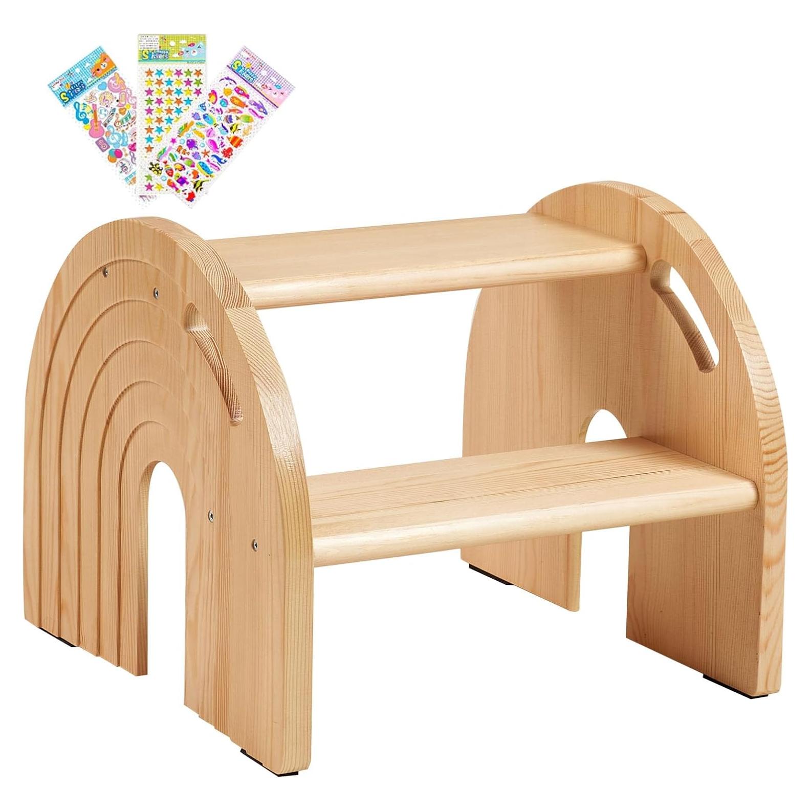 Taburete de Madera para Niños HAHASOLE 2 Pasos Antideslizante