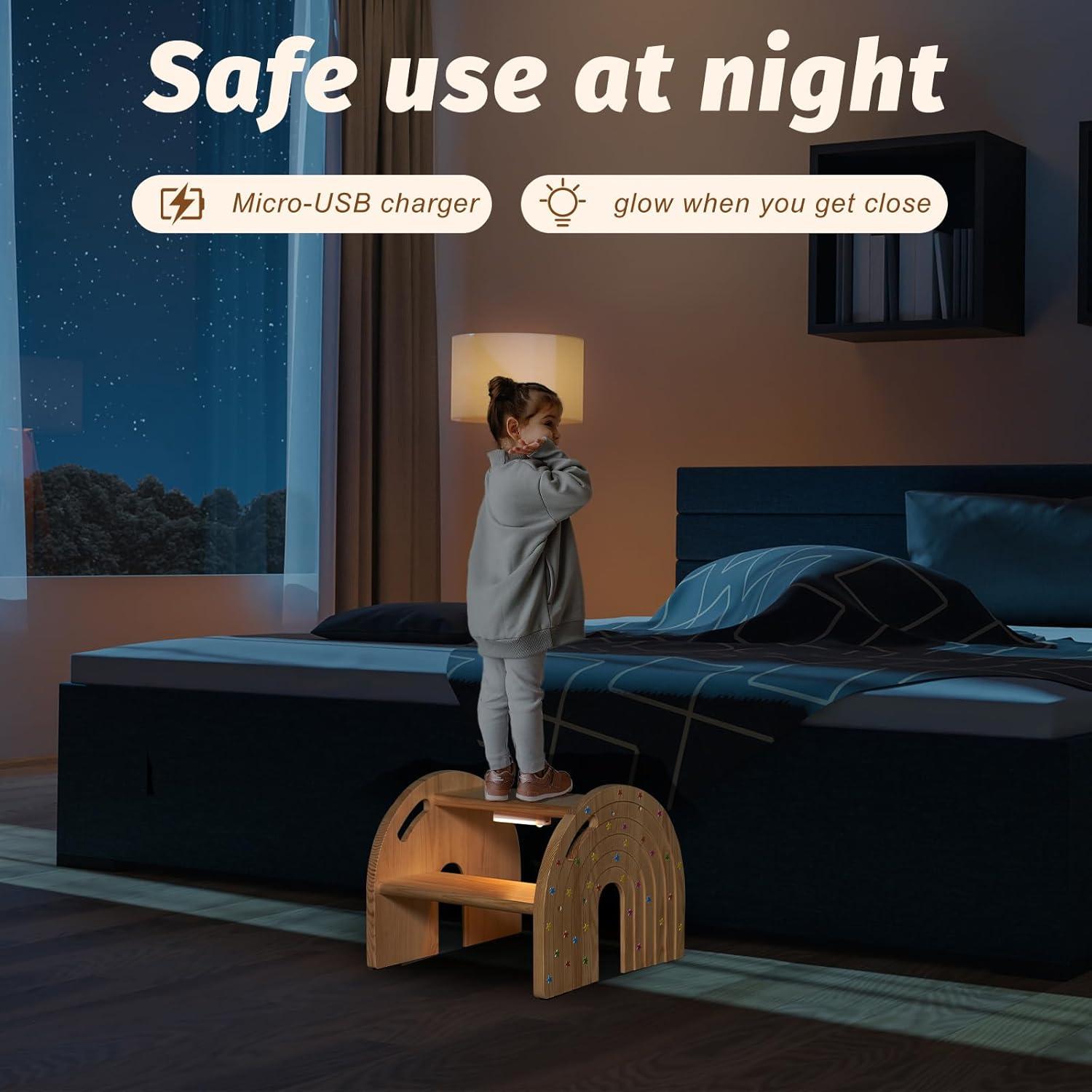 Taburete de Madera para Niños HAHASOLE 2 Pasos Antideslizante