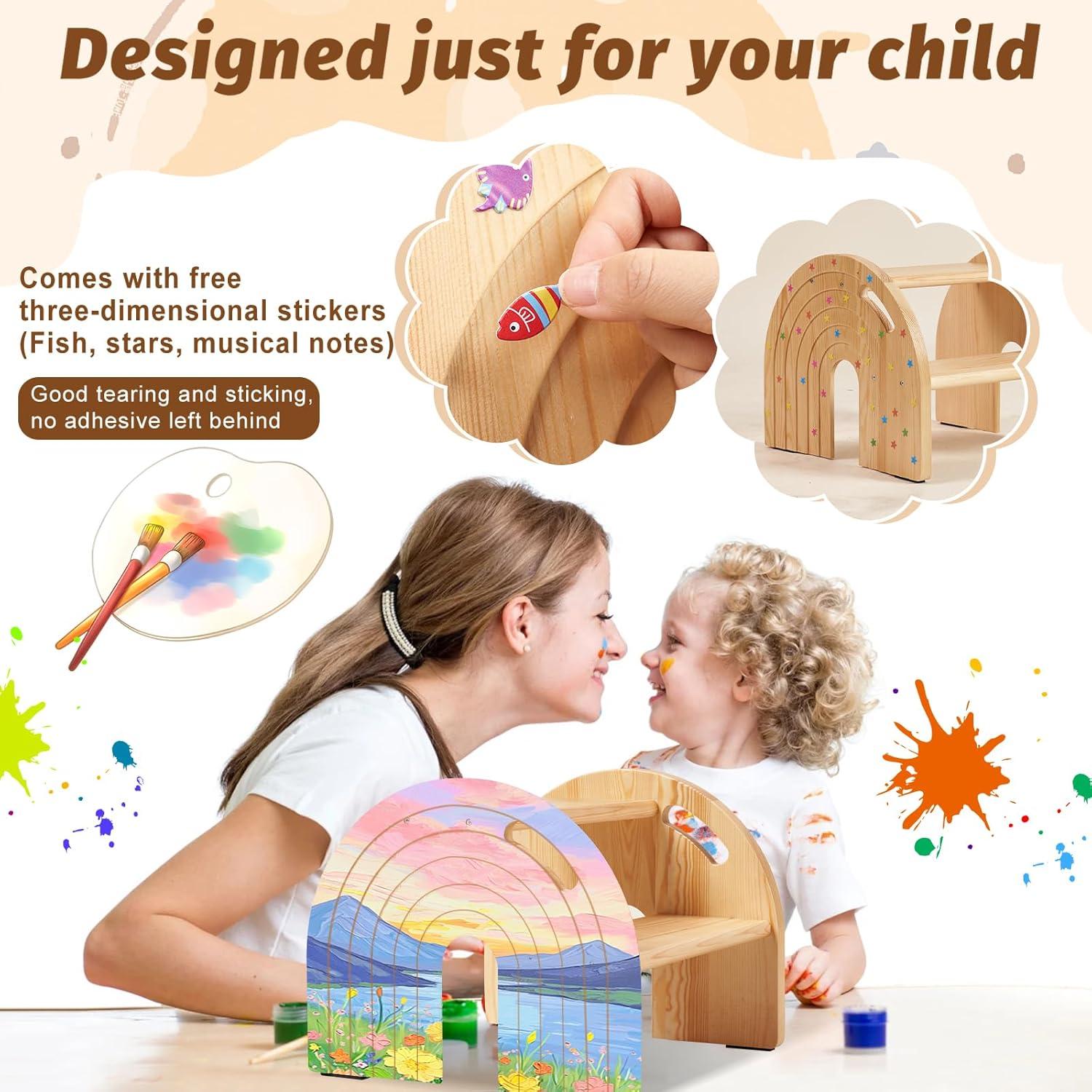 Taburete de Madera para Niños HAHASOLE 2 Pasos Antideslizante