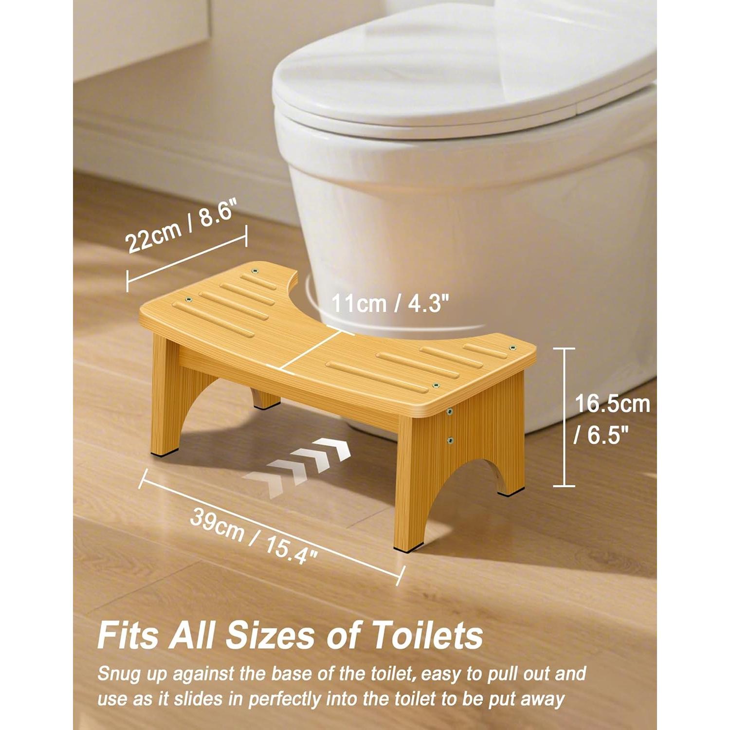 Taburete de Baño de Bambú JACNITAD 16.5 cm Antideslizante