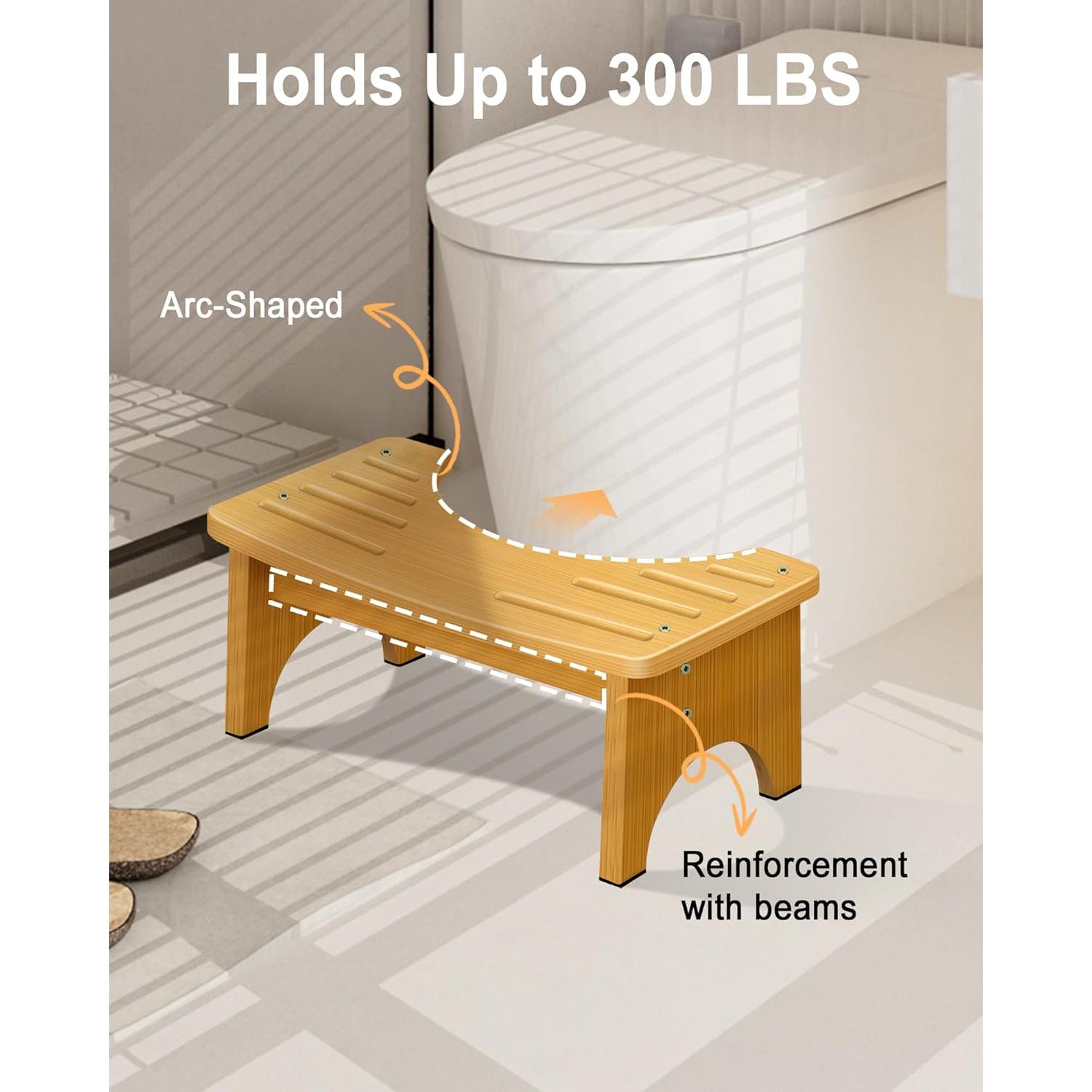 Taburete de Baño de Bambú JACNITAD 16.5 cm Antideslizante