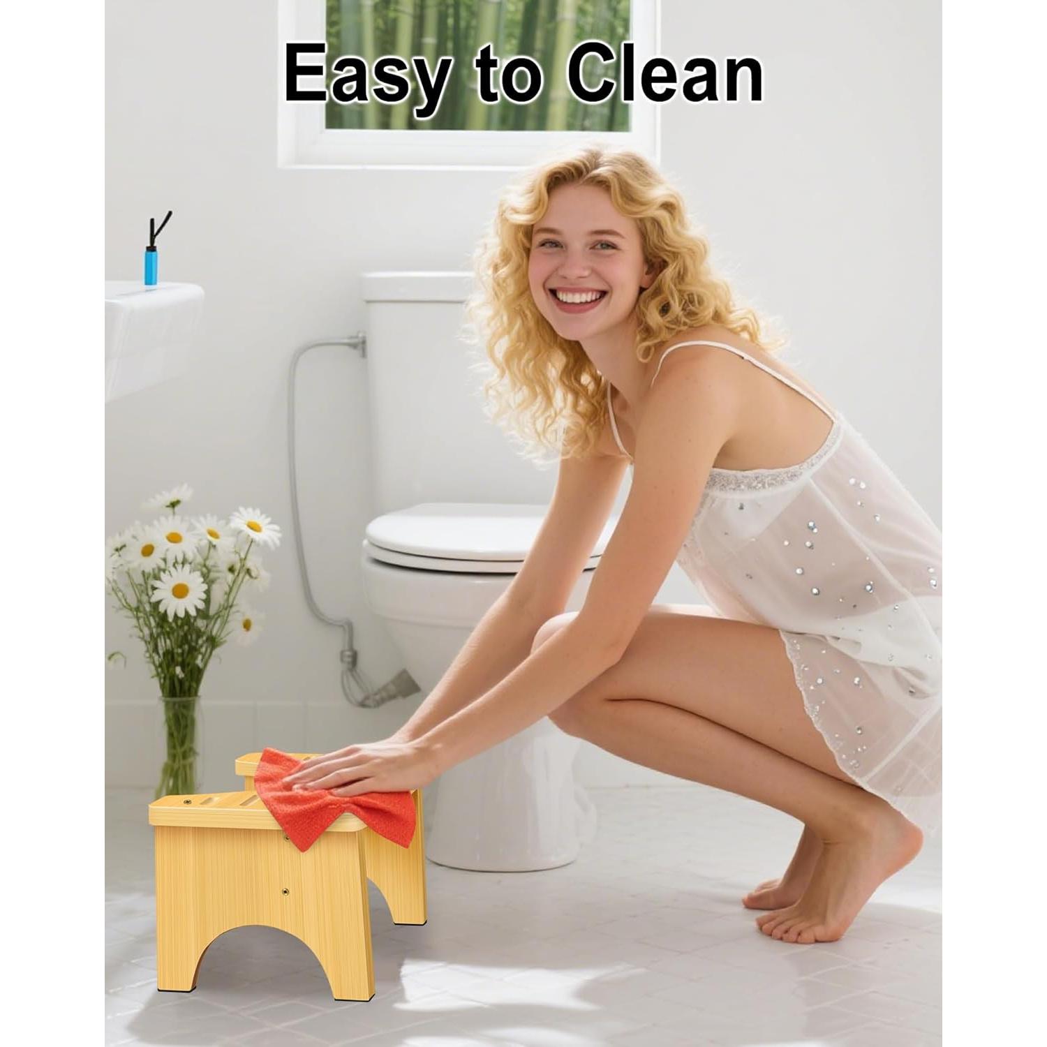 Taburete de Baño de Bambú JACNITAD 16.5 cm Antideslizante