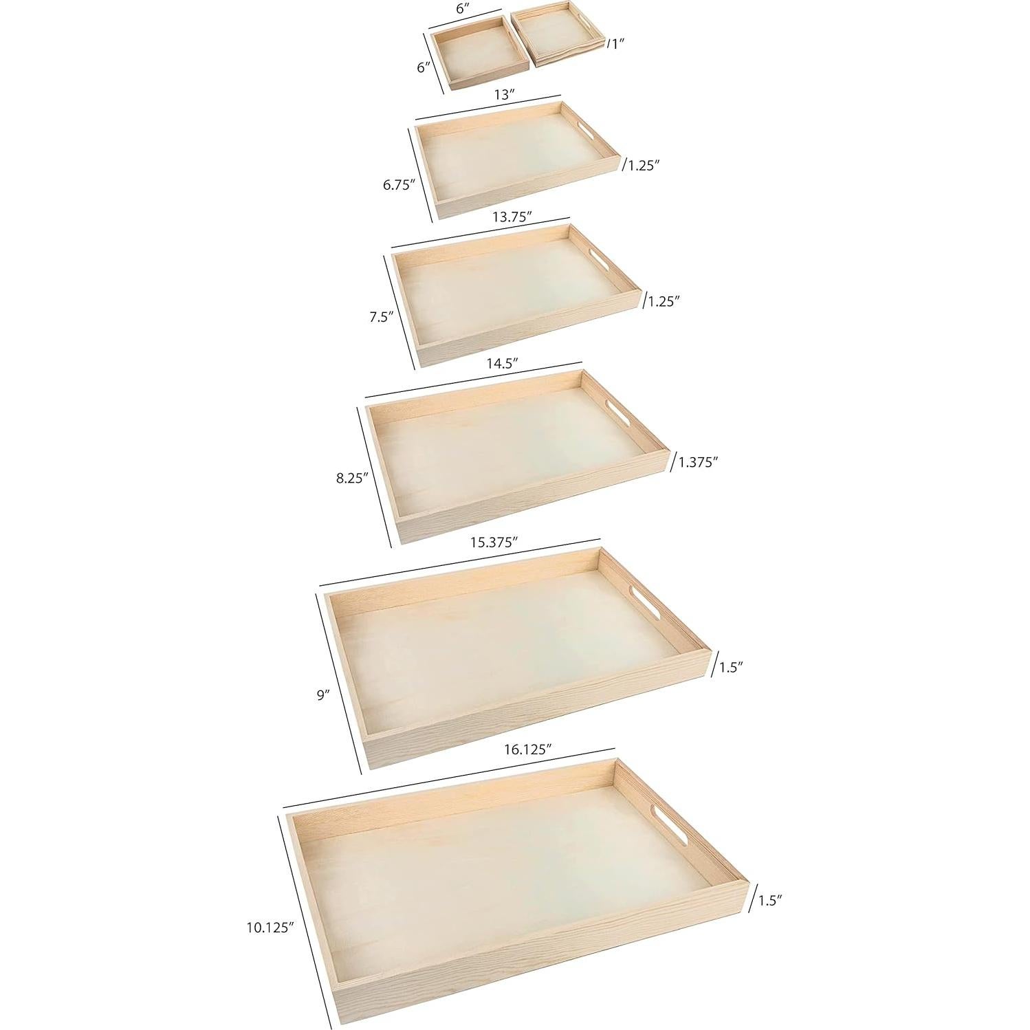 Set de 5 Bandejas de Madera Hammont - Anidadas, Rústicas