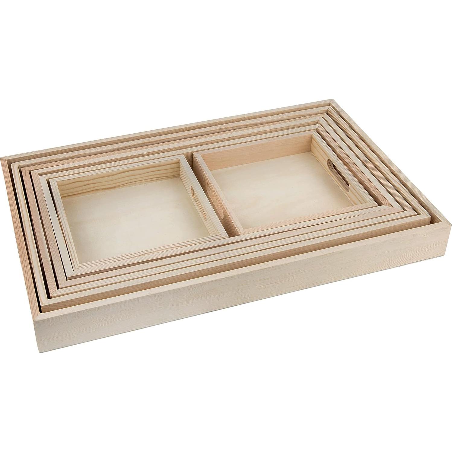 Set de 5 Bandejas de Madera Hammont - Anidadas, Rústicas