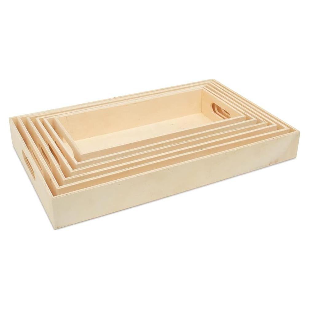 Juego de 6 Bandejas de Madera Sin Terminar Woodpeckers