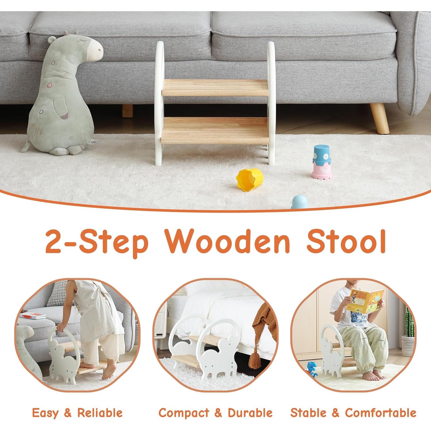 Escalera de Madera Nuvograin 2 Pasos Elefante Beige