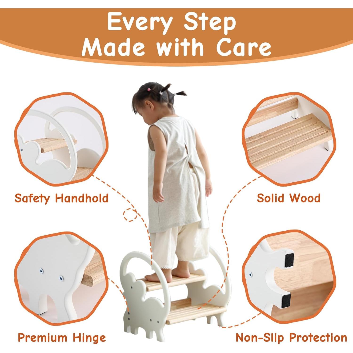 Escalera de Madera Nuvograin 2 Pasos Elefante Beige